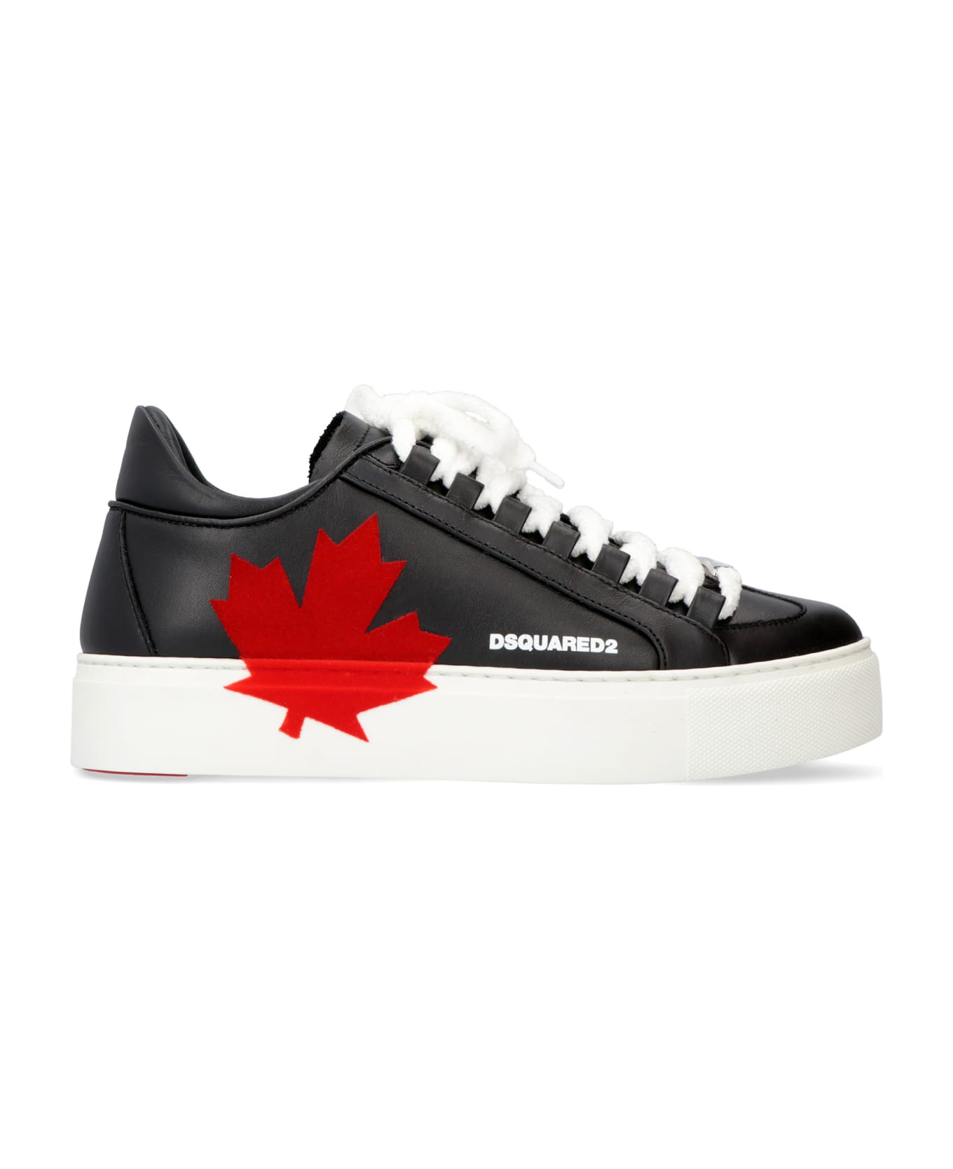 Dsquared2 Leather Platform Sneakers - black