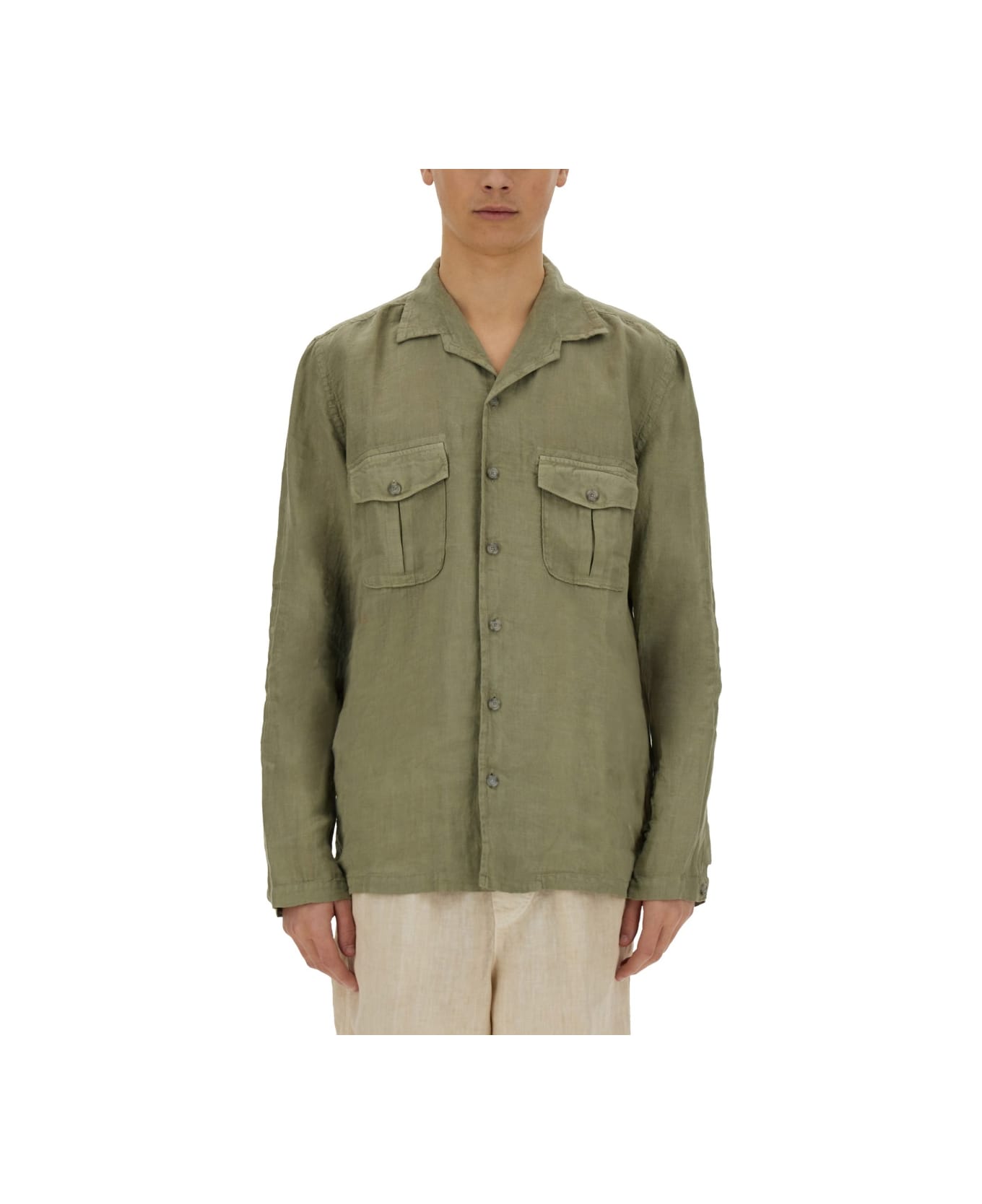 120% Lino Slim Fit Shirt - GREEN