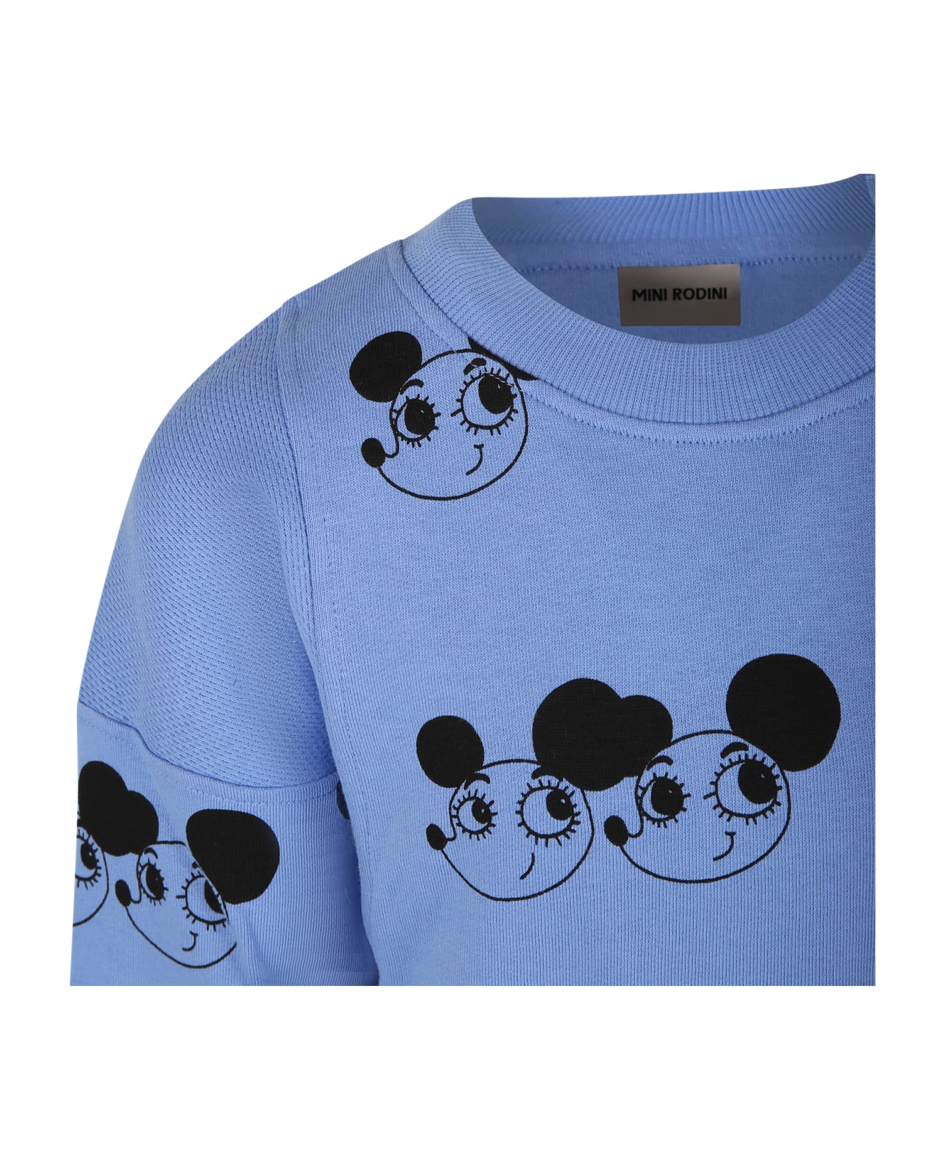 Mini Rodini Light Blue Sweatshirt For Boy With Mice - Light Blue ニットウェア＆スウェットシャツ