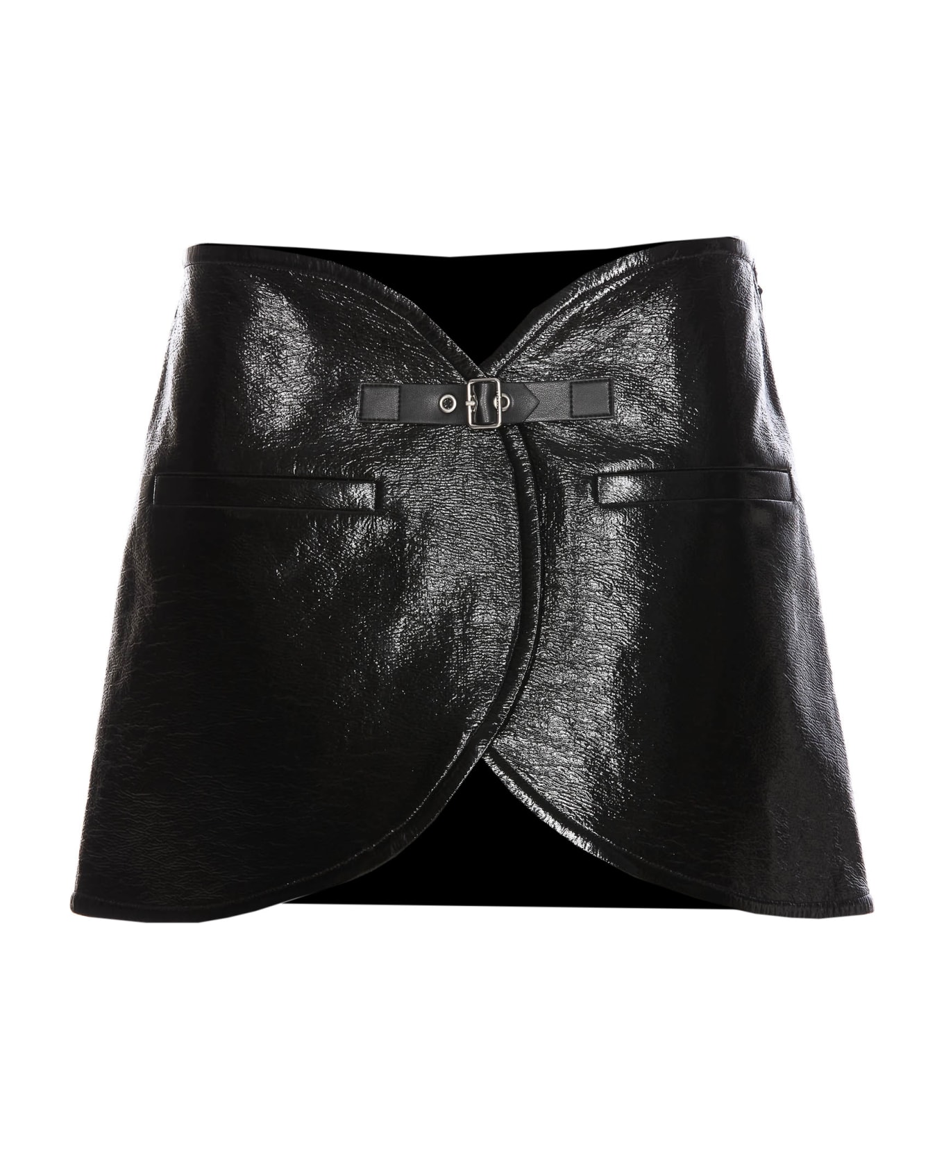 Courrèges Ellipse Vinyl Mini Skirt - Black スカート
