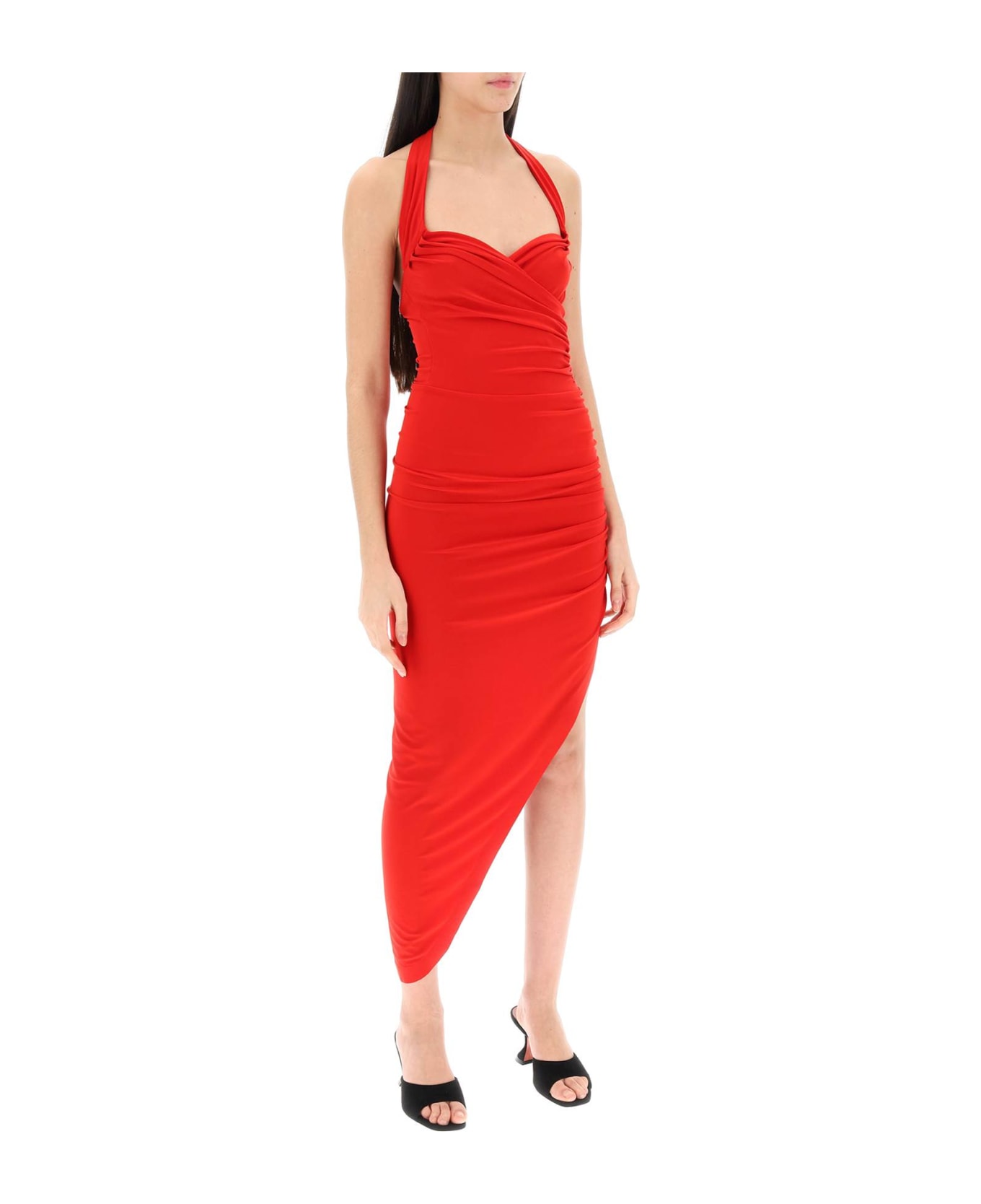 Norma Kamali Cayla Drape Dress - TIGER RED (Red)