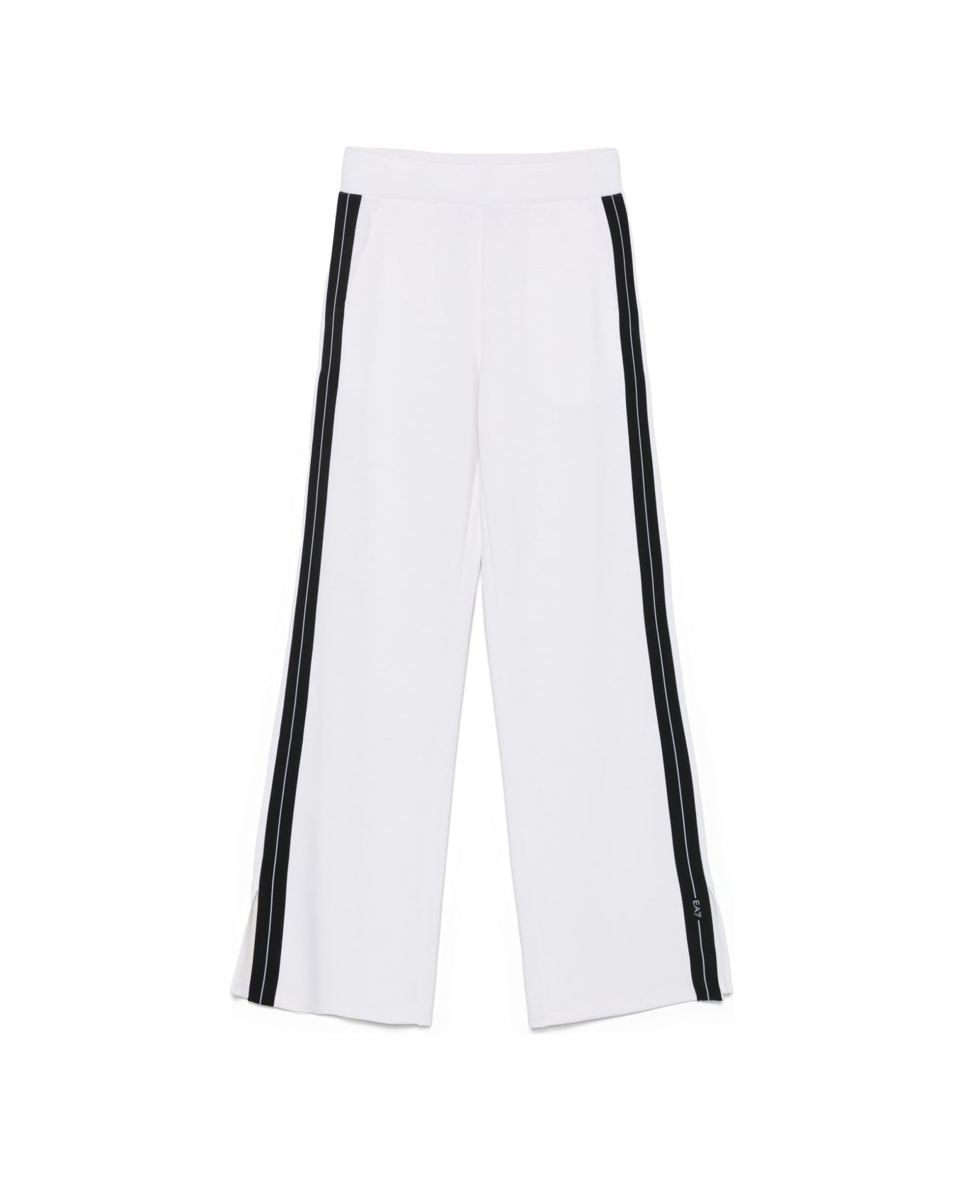 EA7 Stripe-trim Track Pants - White