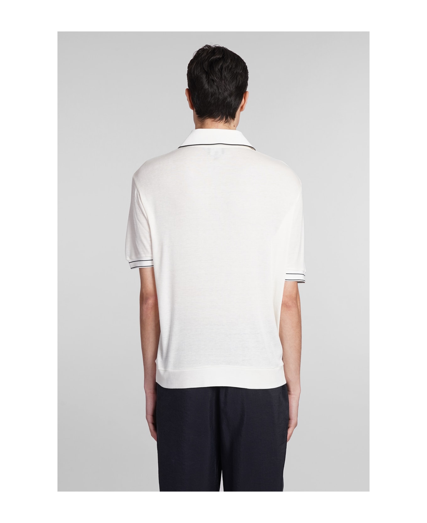 Giorgio Armani Wool And Viscose Blend Polo Shirt - GESSO