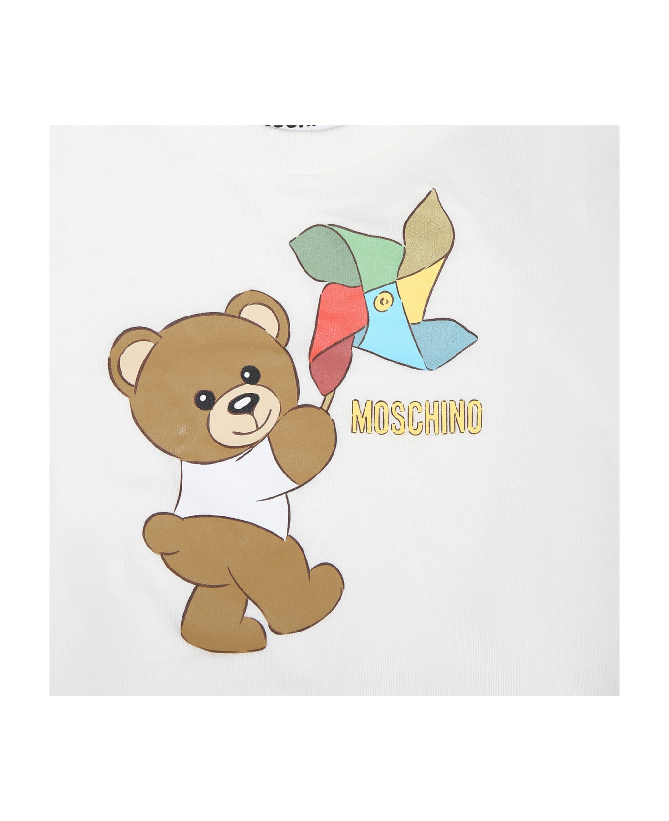 Moschino Ivory Bodysuit For Babies With Teddy Bear And Pinwheel - Ivory ボディスーツ＆セットアップ
