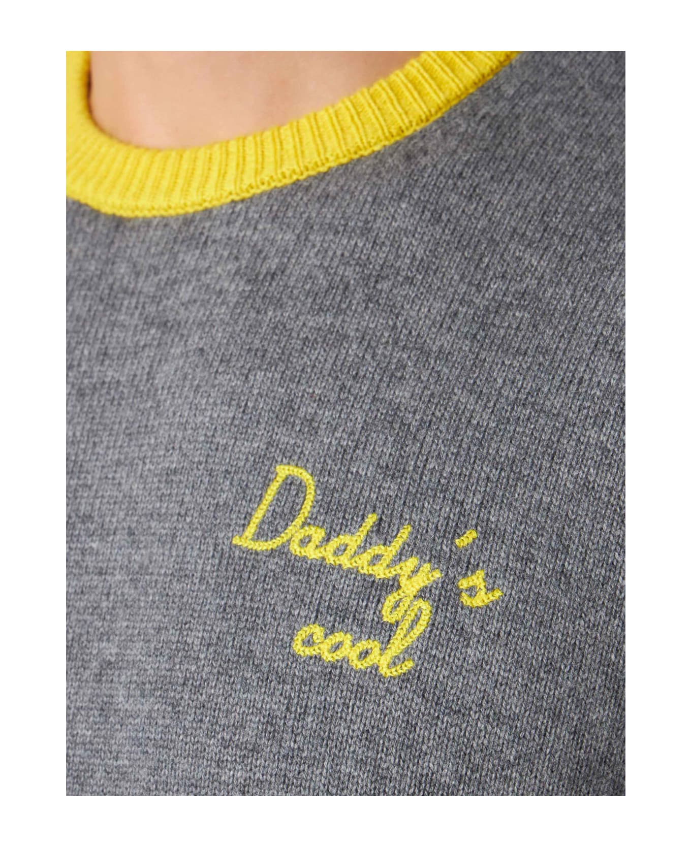 MC2 Saint Barth Man Grey Sweater With Daddy's Cool Embroidery - GREY