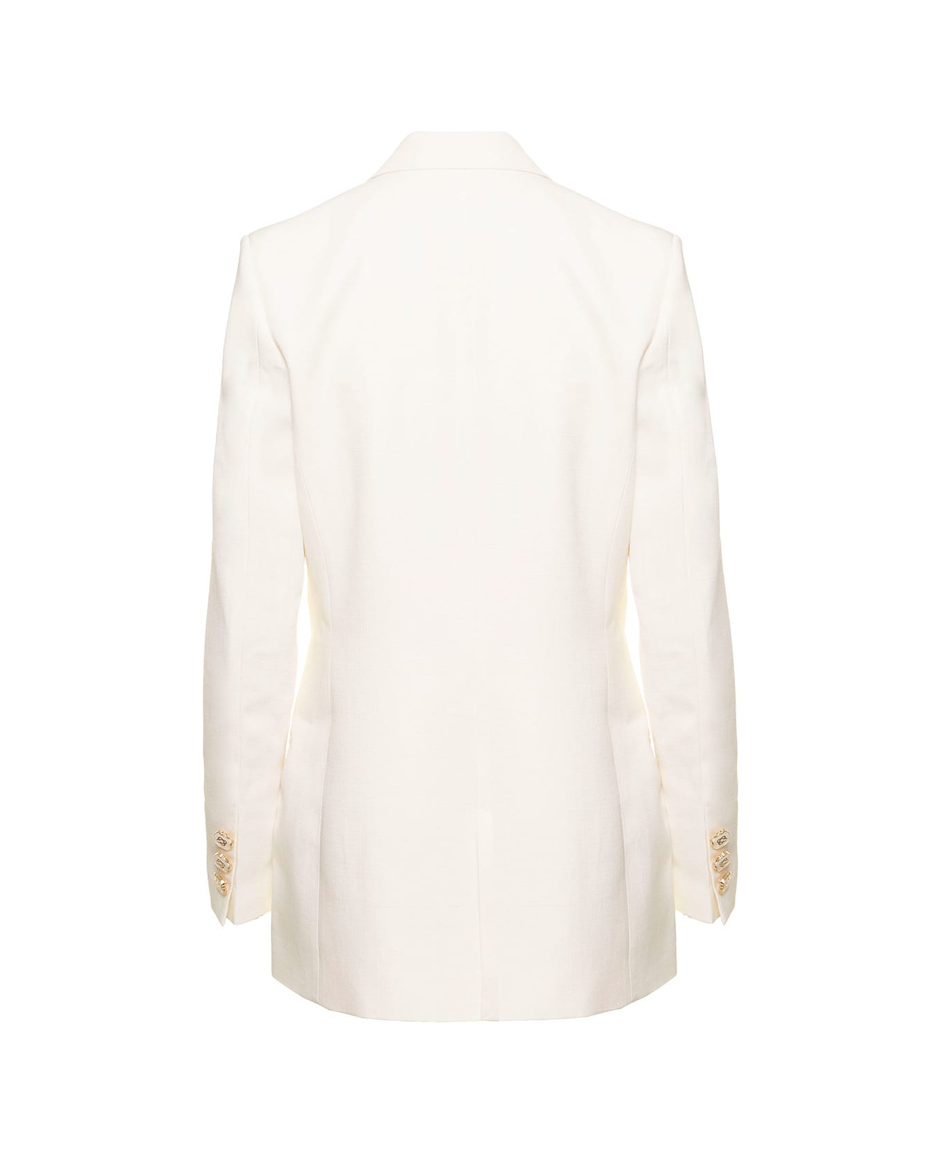 Casablanca White Double Breasted Blazer In Silk Blend Woman - White
