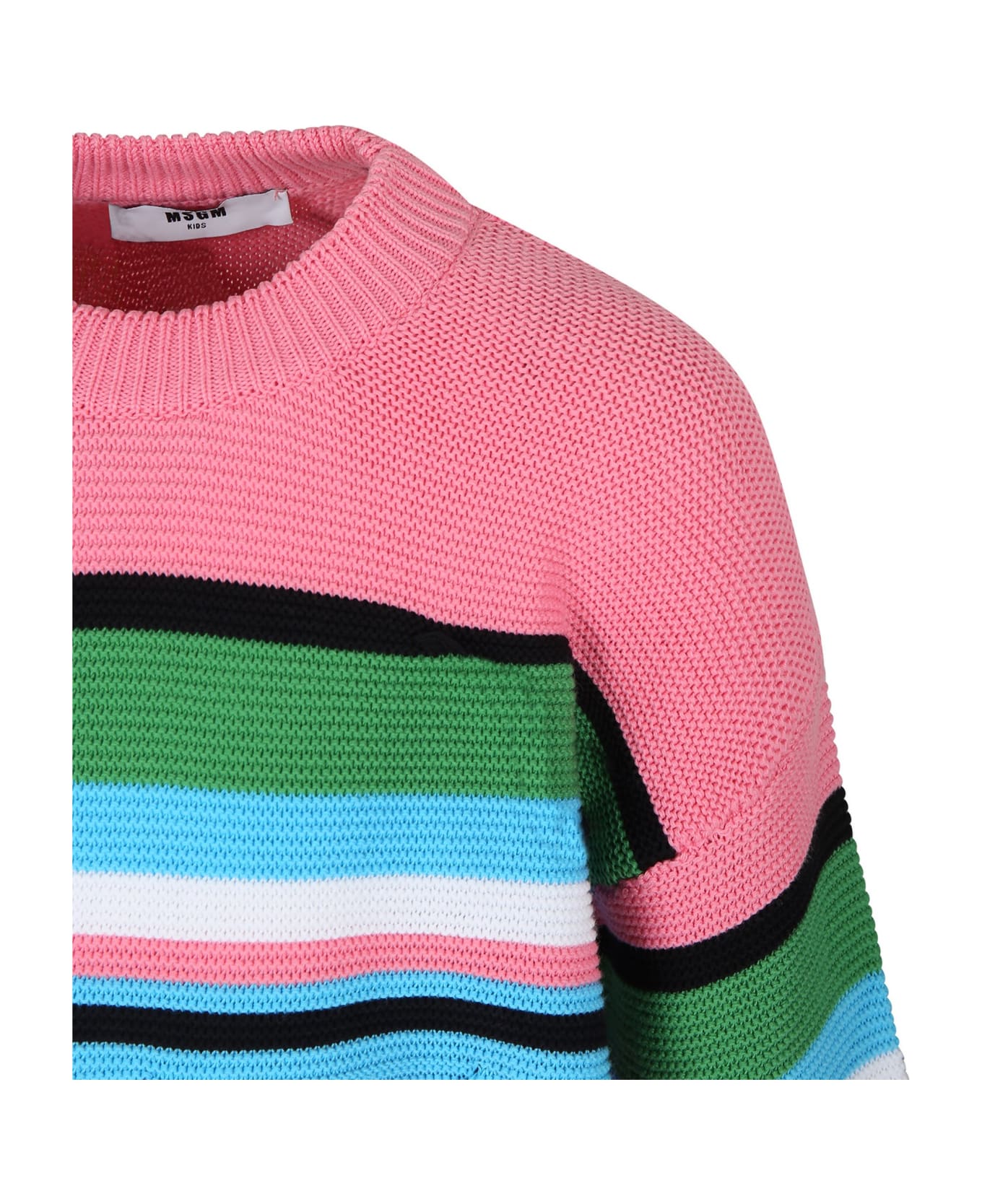 MSGM Pink Sweater For Girl With Logo - Pink ニットウェア＆スウェットシャツ