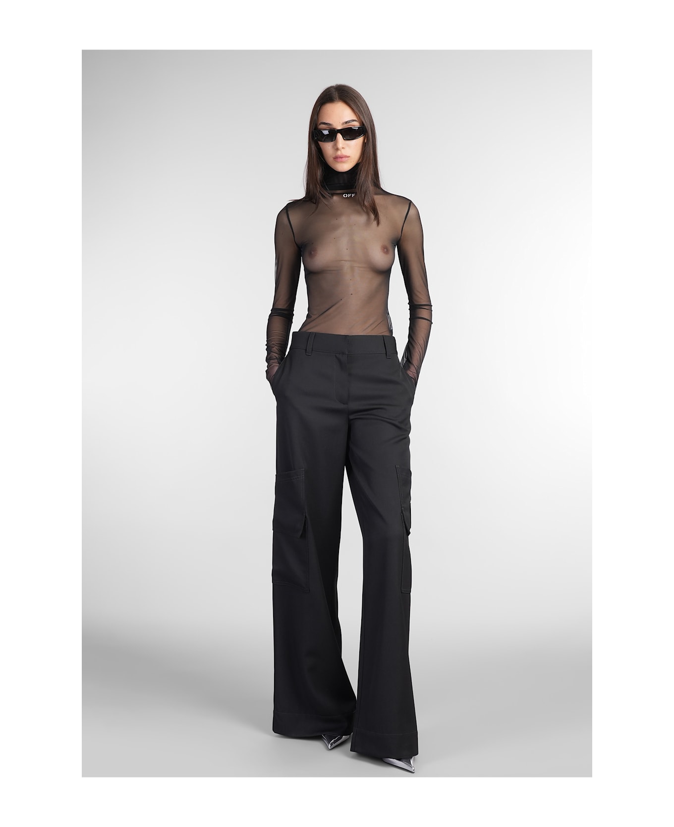Off-White Pants In Black Wool - black