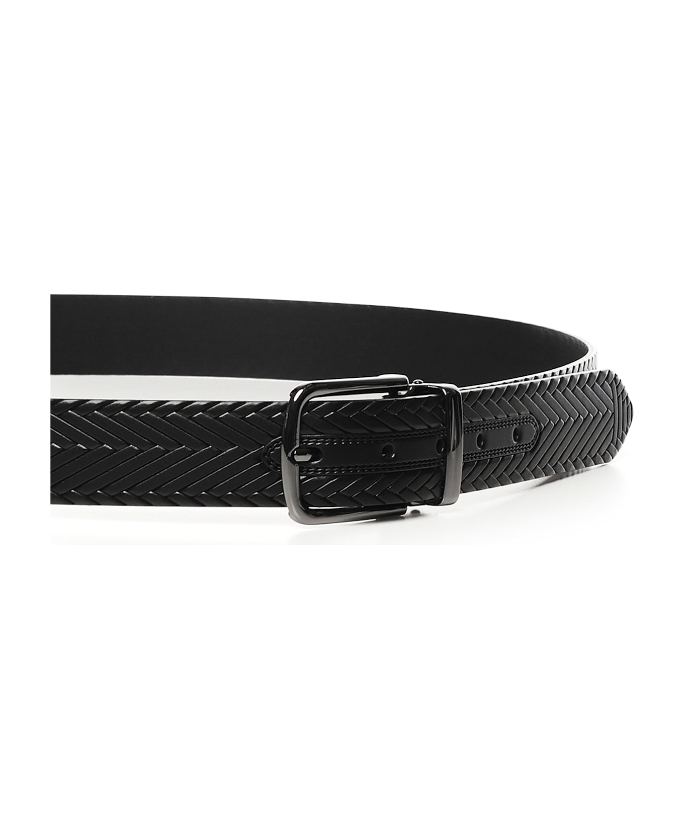 Emporio Armani Braided Leather Belt - Black