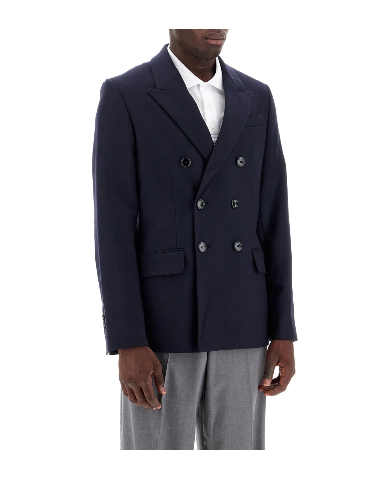 Ami Alexandre Mattiussi Double-breasted Wool Jacket - Blue