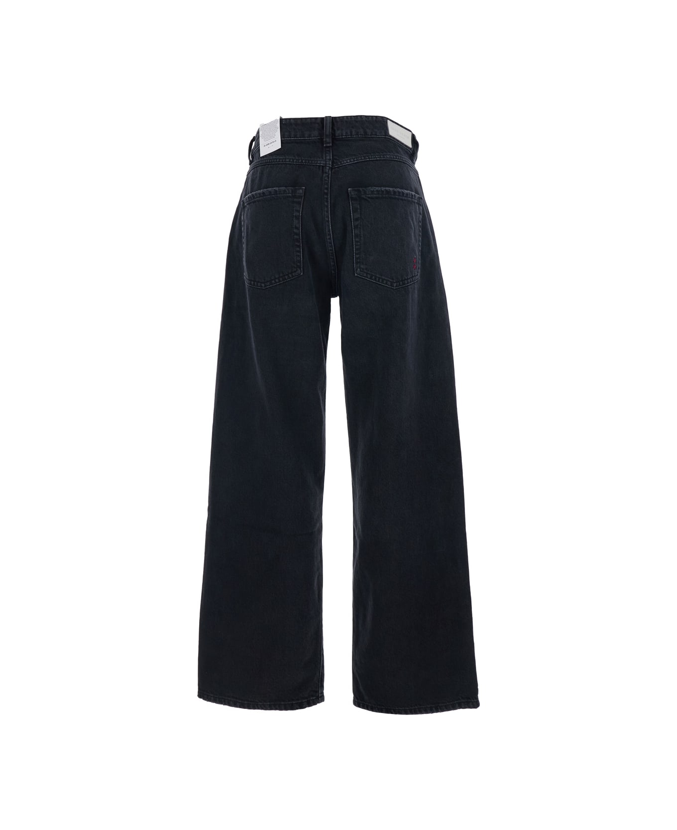 Icon Denim 
bea
 Black Jeans With Wide Leg And Logo Patch On The Rear In Denim Woman - Black