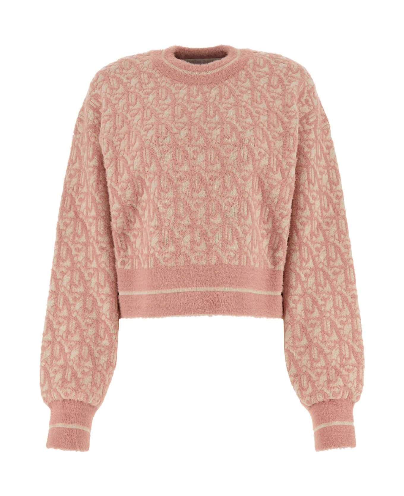 Palm Angels Embroidered Nylon Blend Sweater - BEIGEPINK