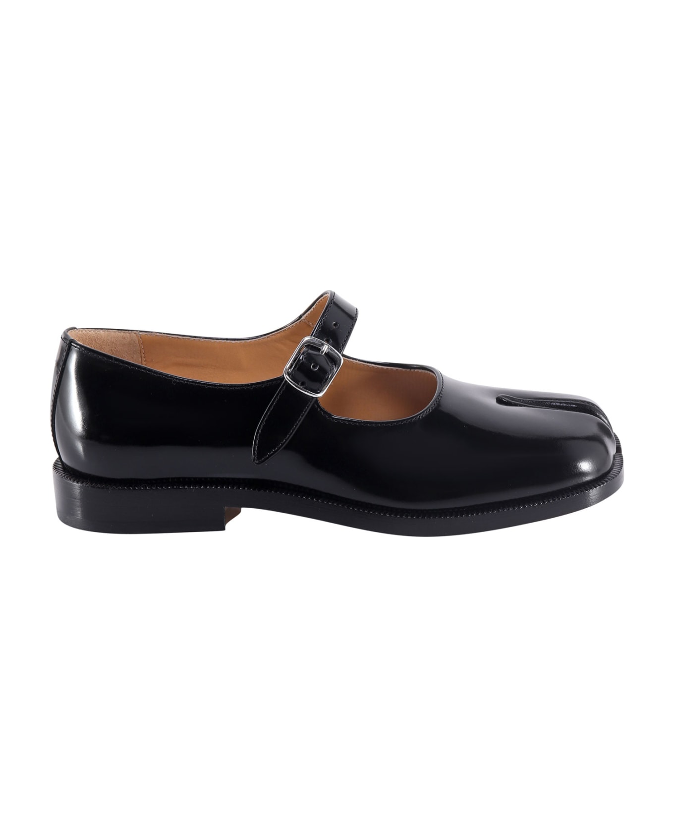 Maison Margiela Tabi Leather Mary Jane Shoes - Black フラットシューズ
