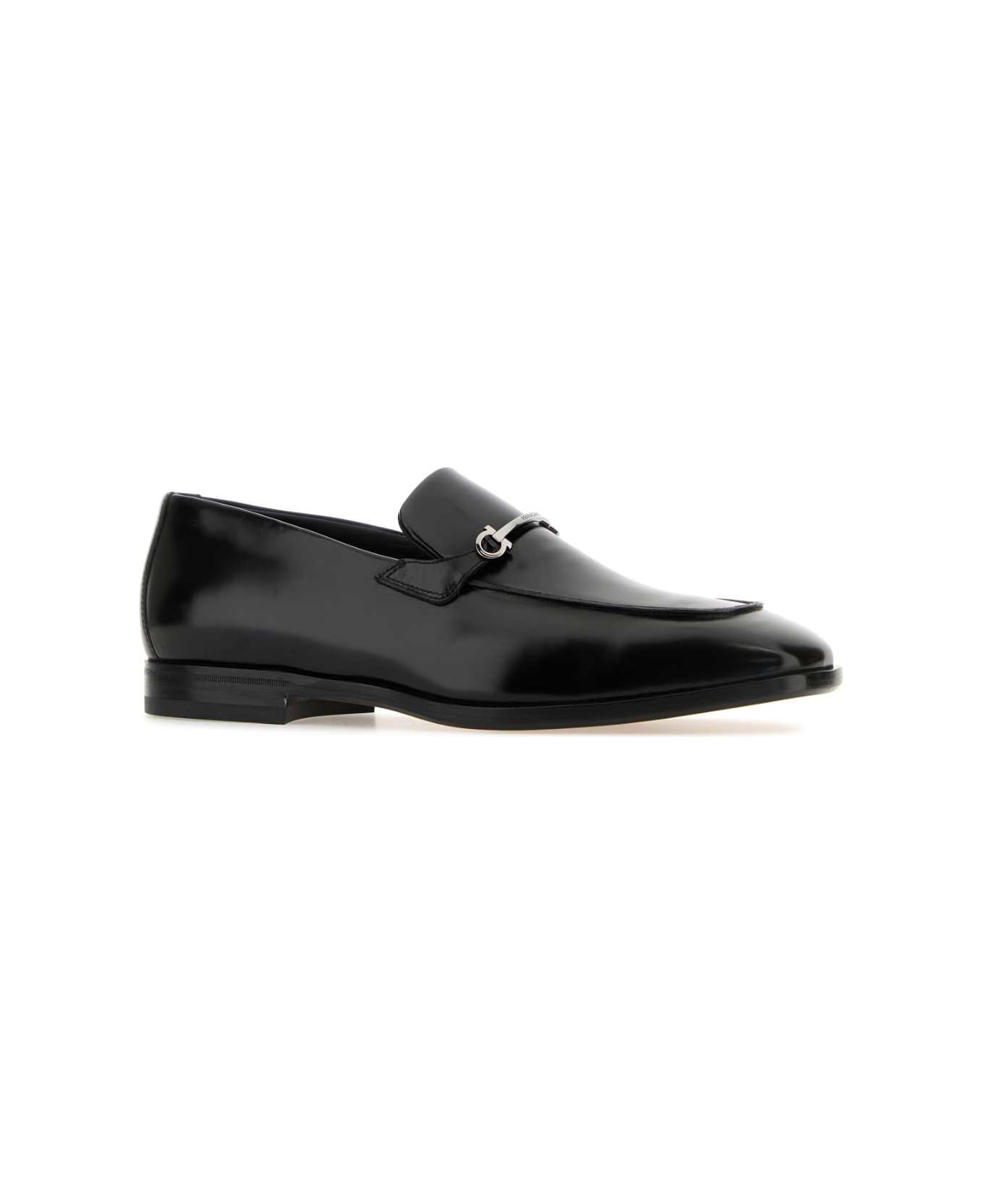 Ferragamo Black Leather Fedro Loafers - NERONERONERO