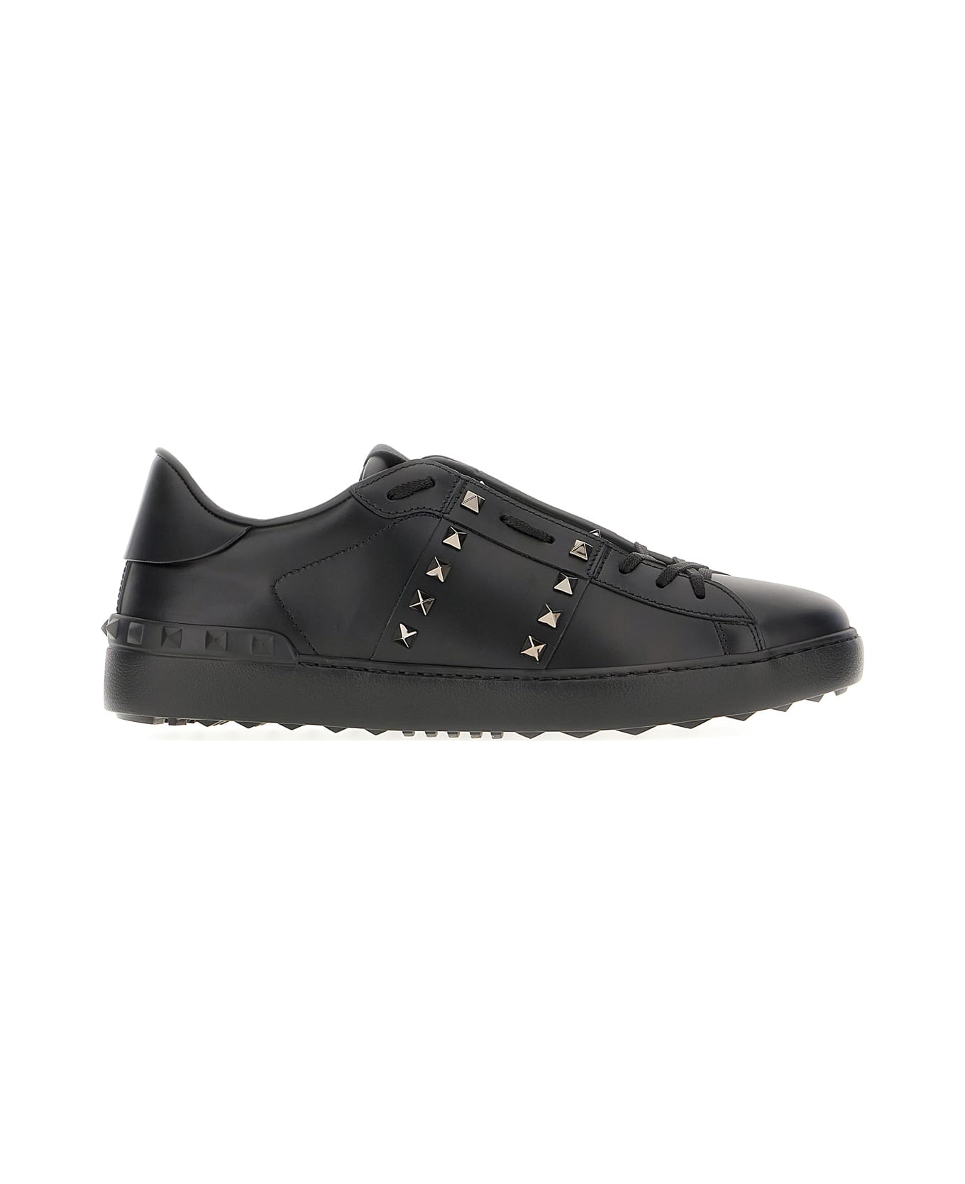 Valentino Garavani Black Leather Rockstud Sneakers - Nero