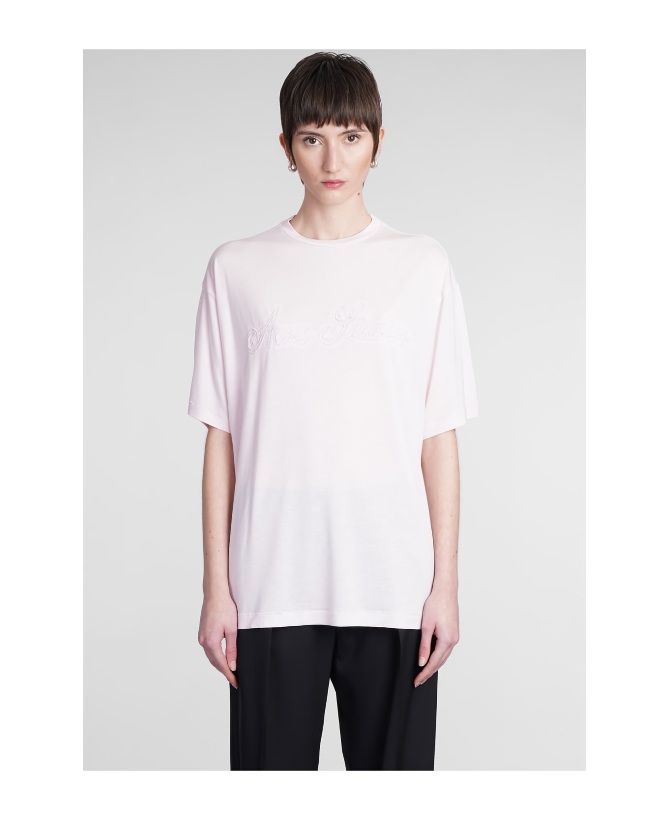 Acne Studios T-shirt In Rose-pink Wool And Polyester Tシャツ