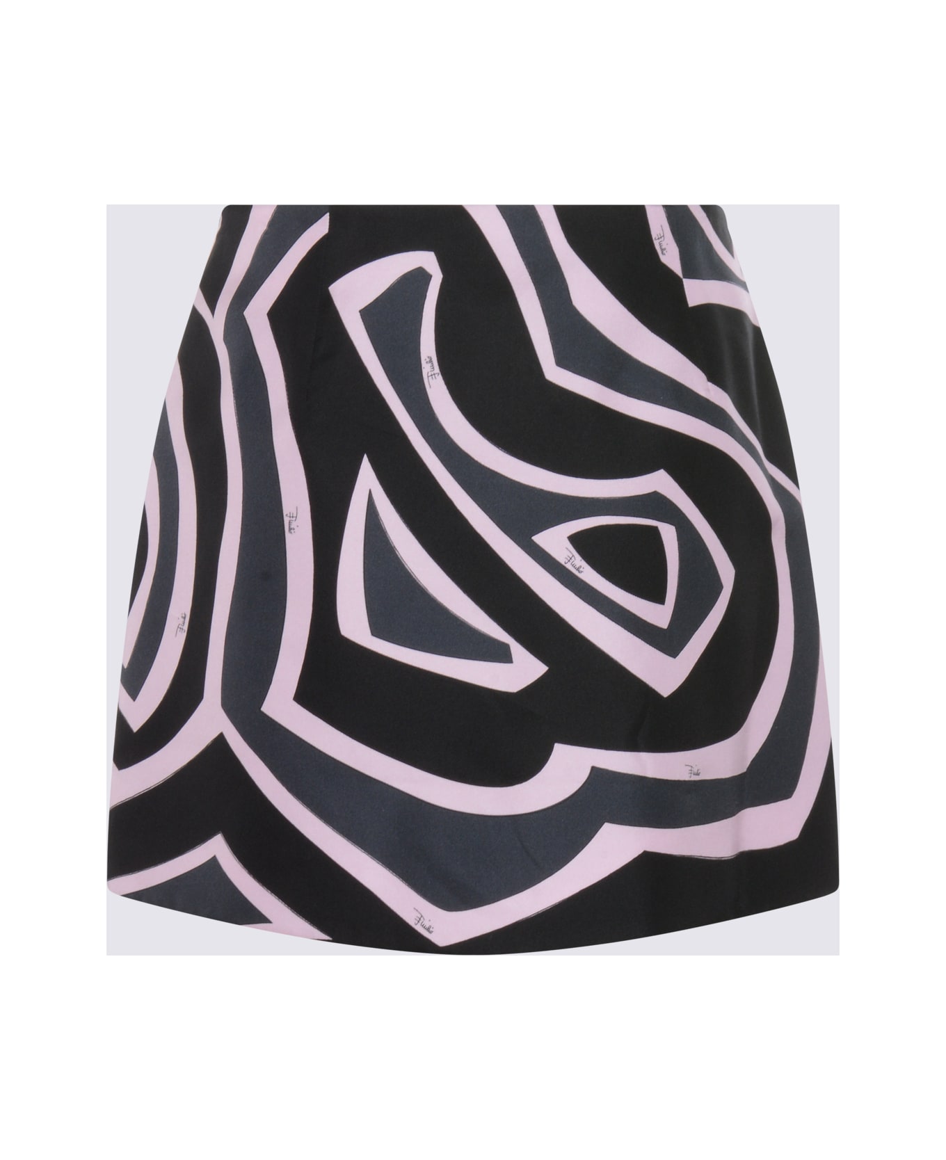 Pucci Black And Pink Silk Mini Skirt - Black