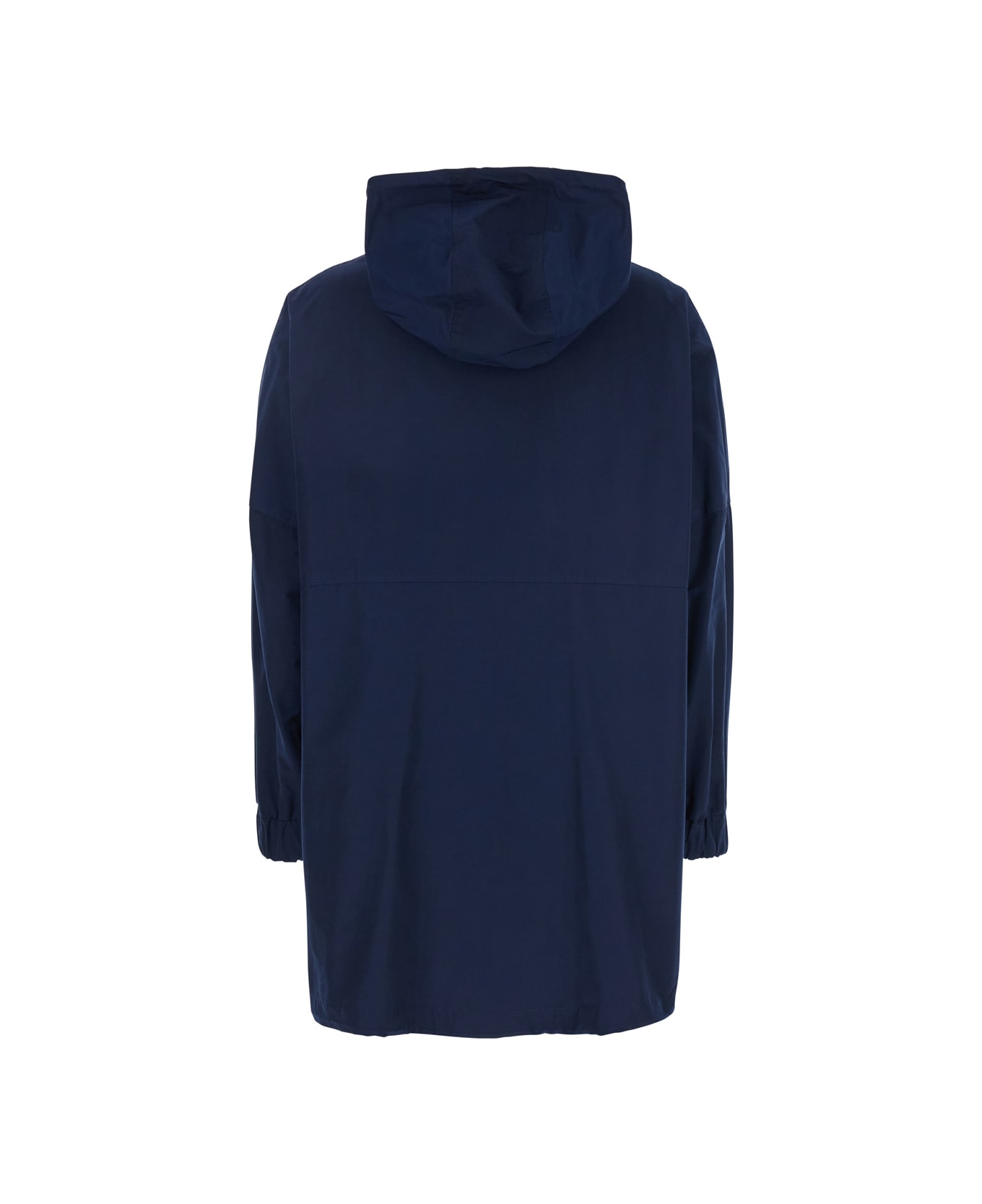 Merci Blue Jacket With Drawstring Hood In Tech Fabric Woman - Blu