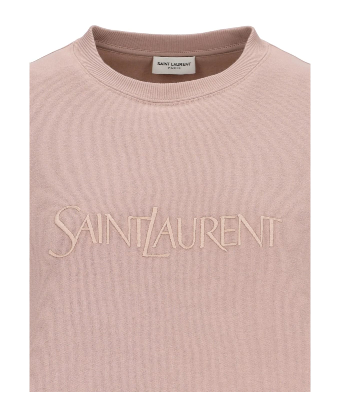 Saint Laurent Logo Crewneck Sweatshirt - Nude Rose