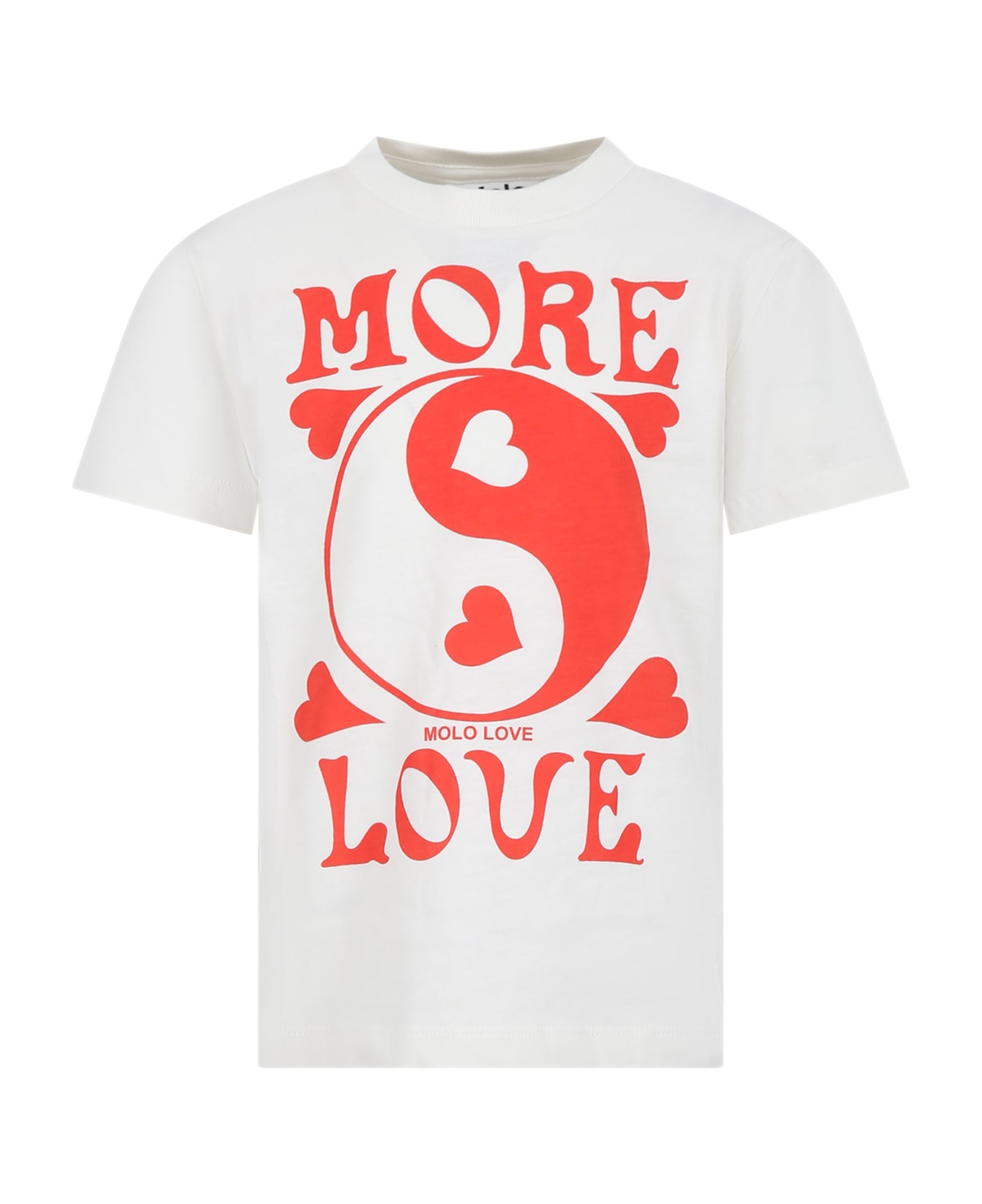 Molo Ivory T-shirt For Girl With Yin And Yang Print - White Tシャツ＆ポロシャツ