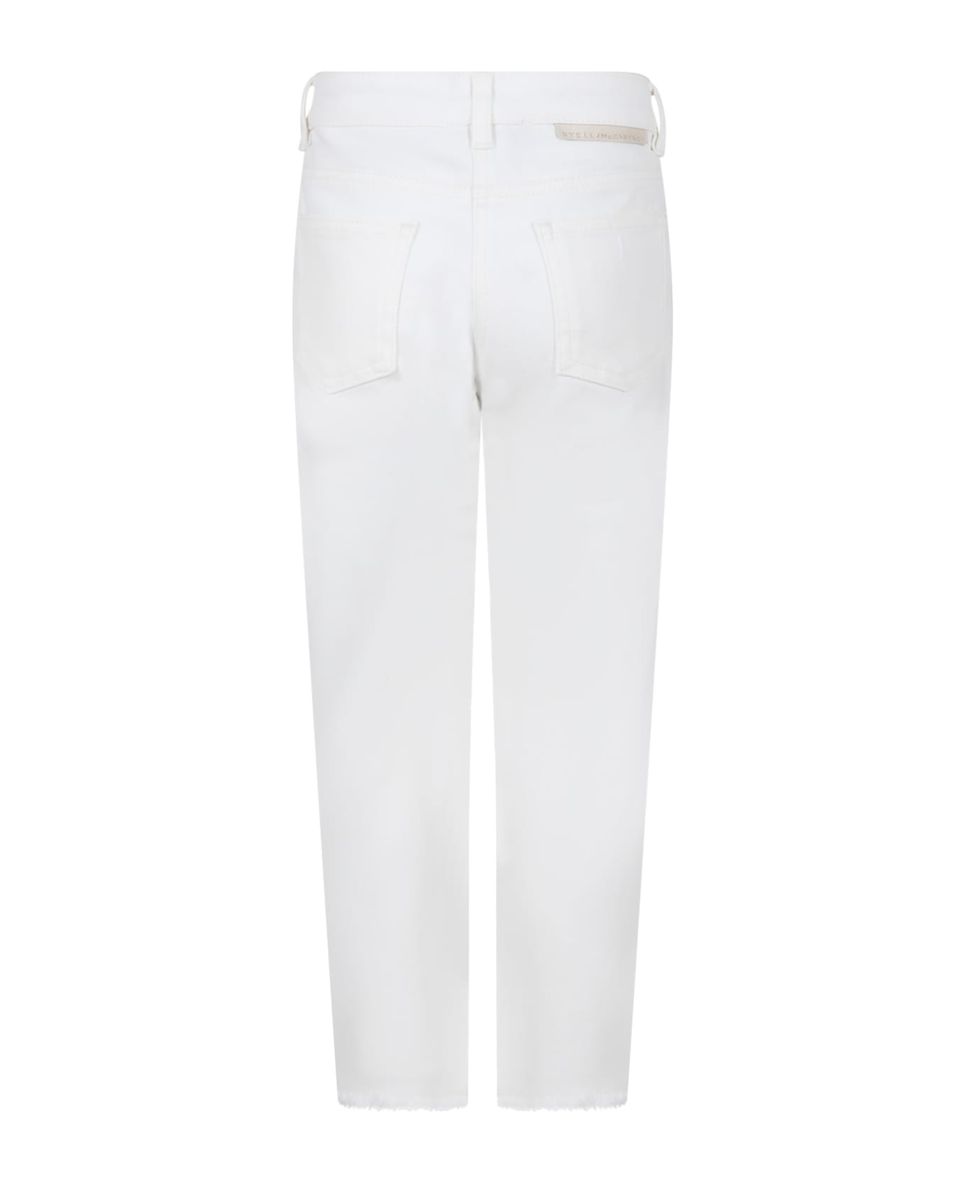 Stella McCartney Kids White Denim Jeans For Girl With Logo - White