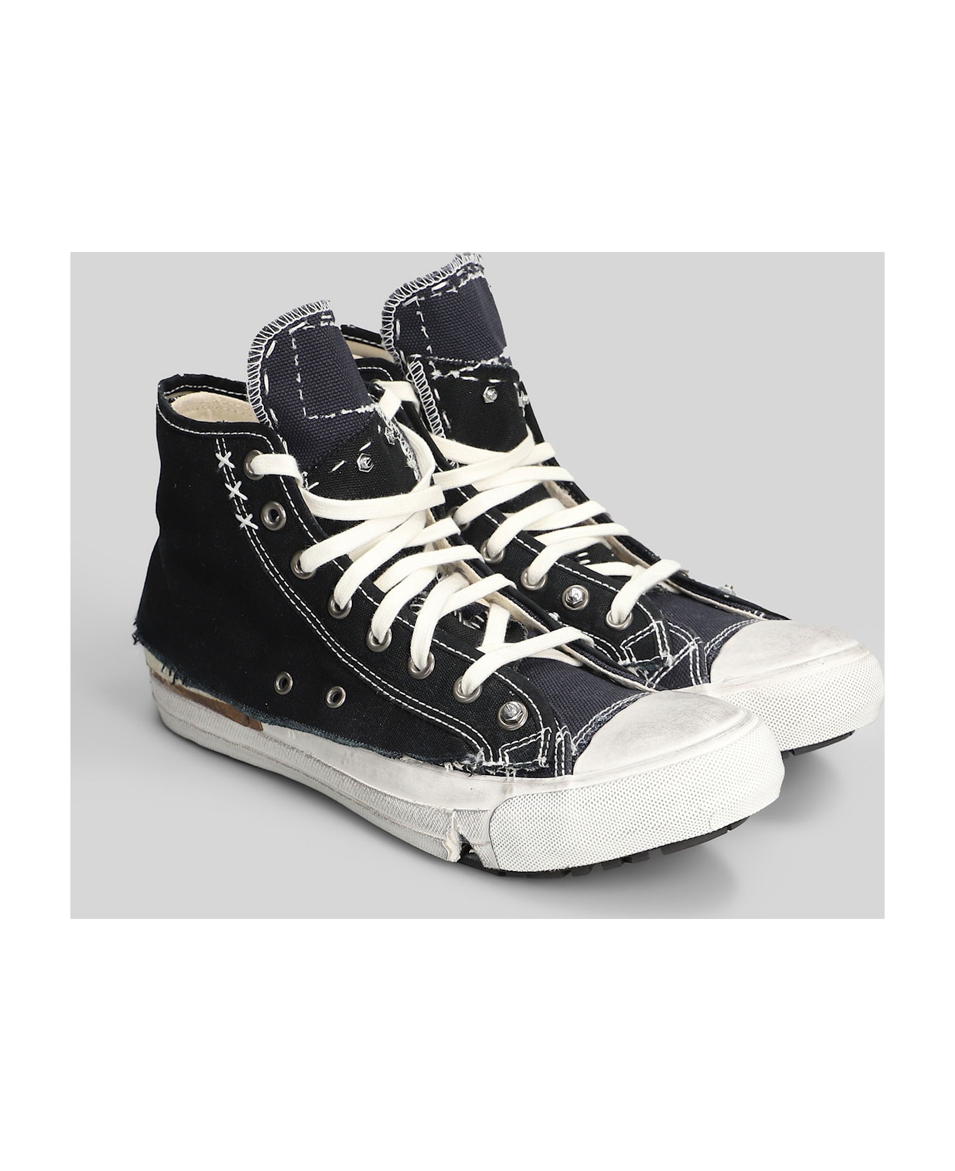 Maison Margiela Loved To Death Sneakers In Black Cotton - black