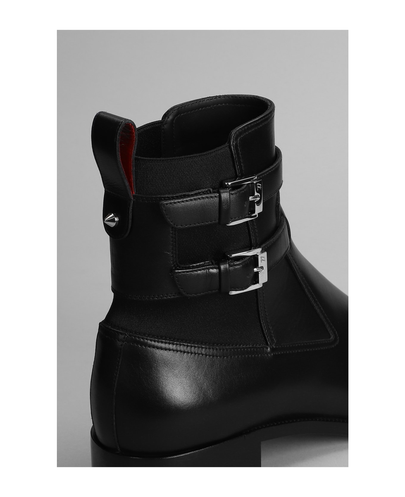 Christian Louboutin Sahni Horse Flat Ankle Boots In Black Leather - black