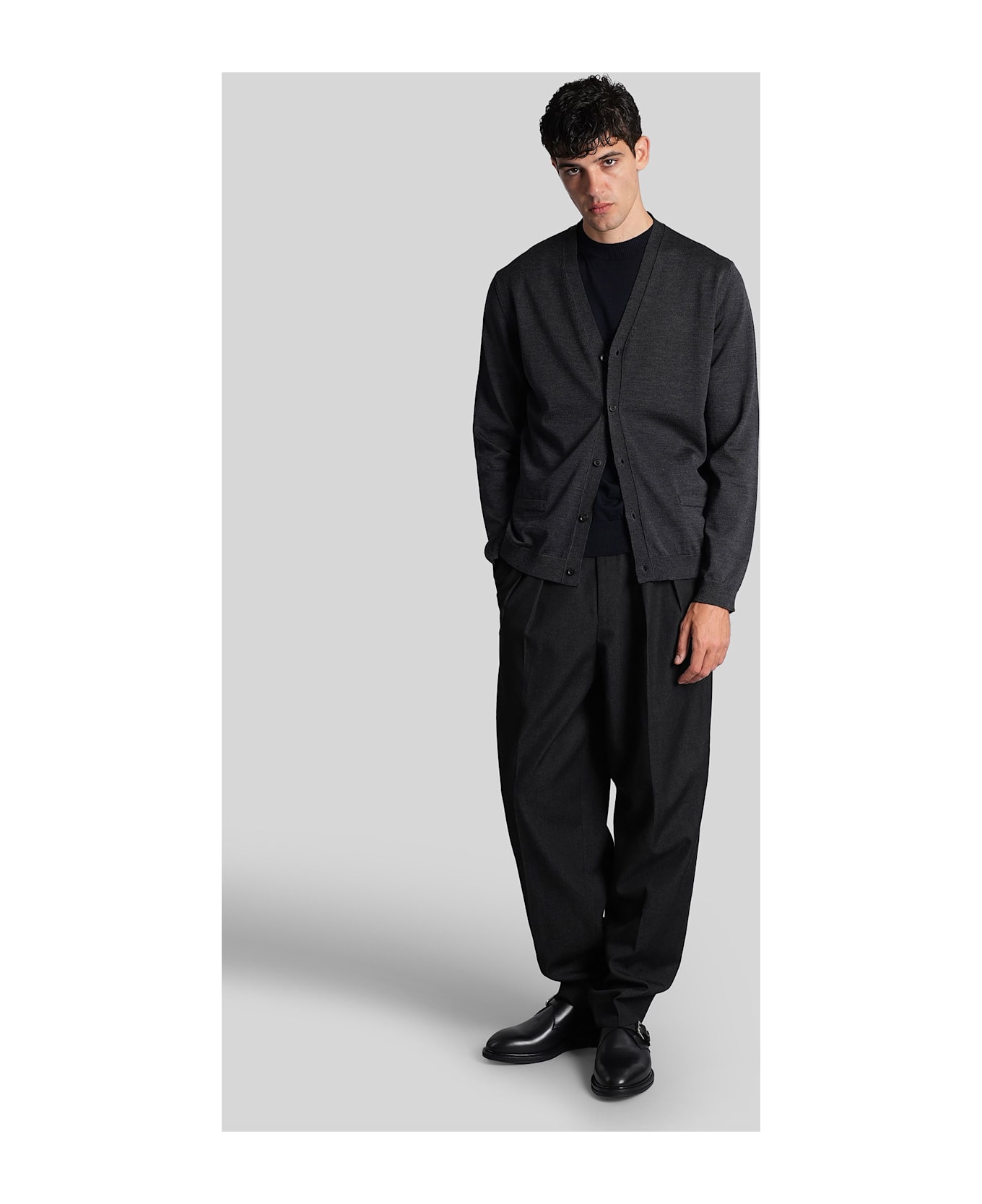 Roberto Collina Cardigan In Grey Wool - grey