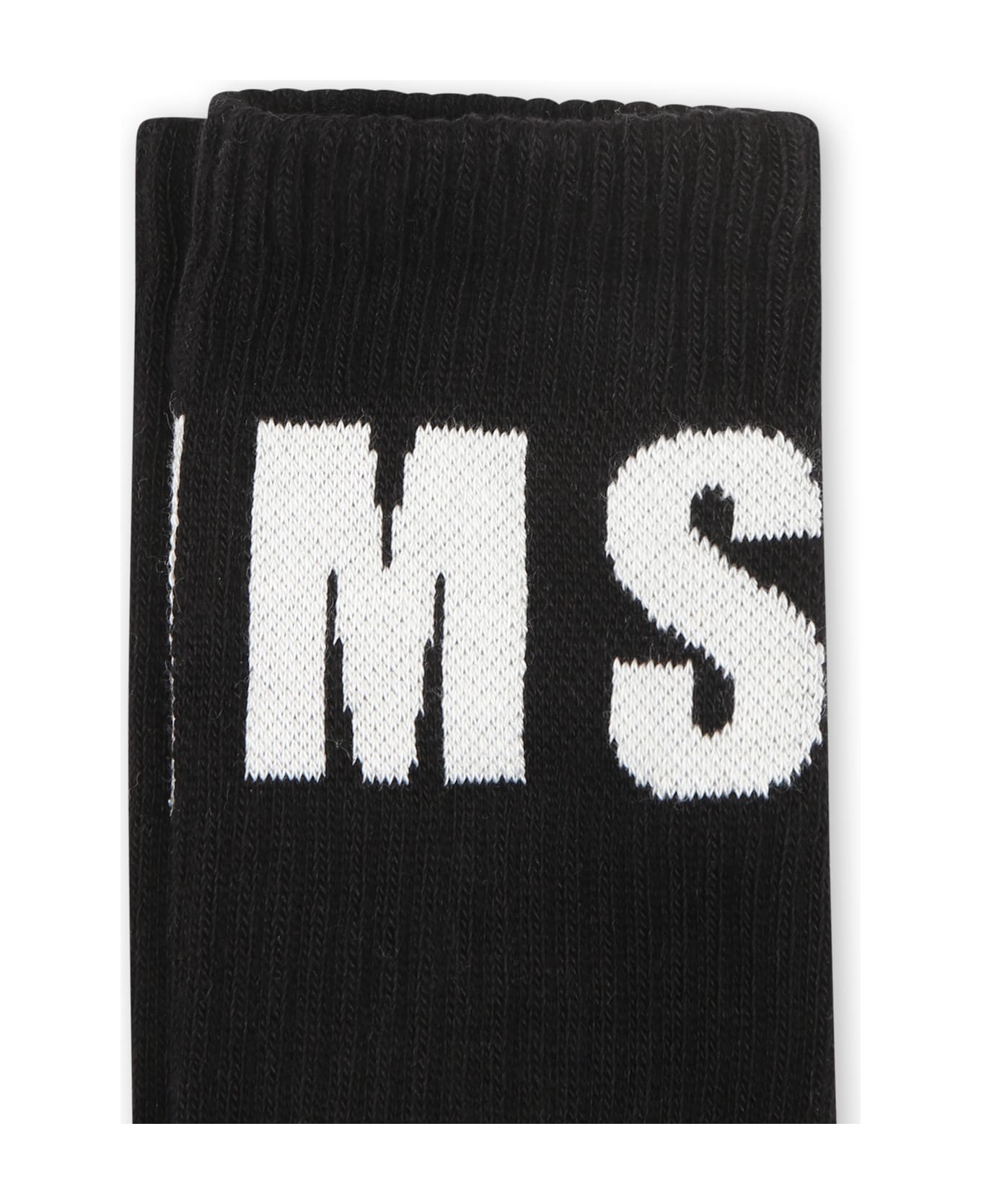 MSGM Black Socks For Kids With Logo - Black