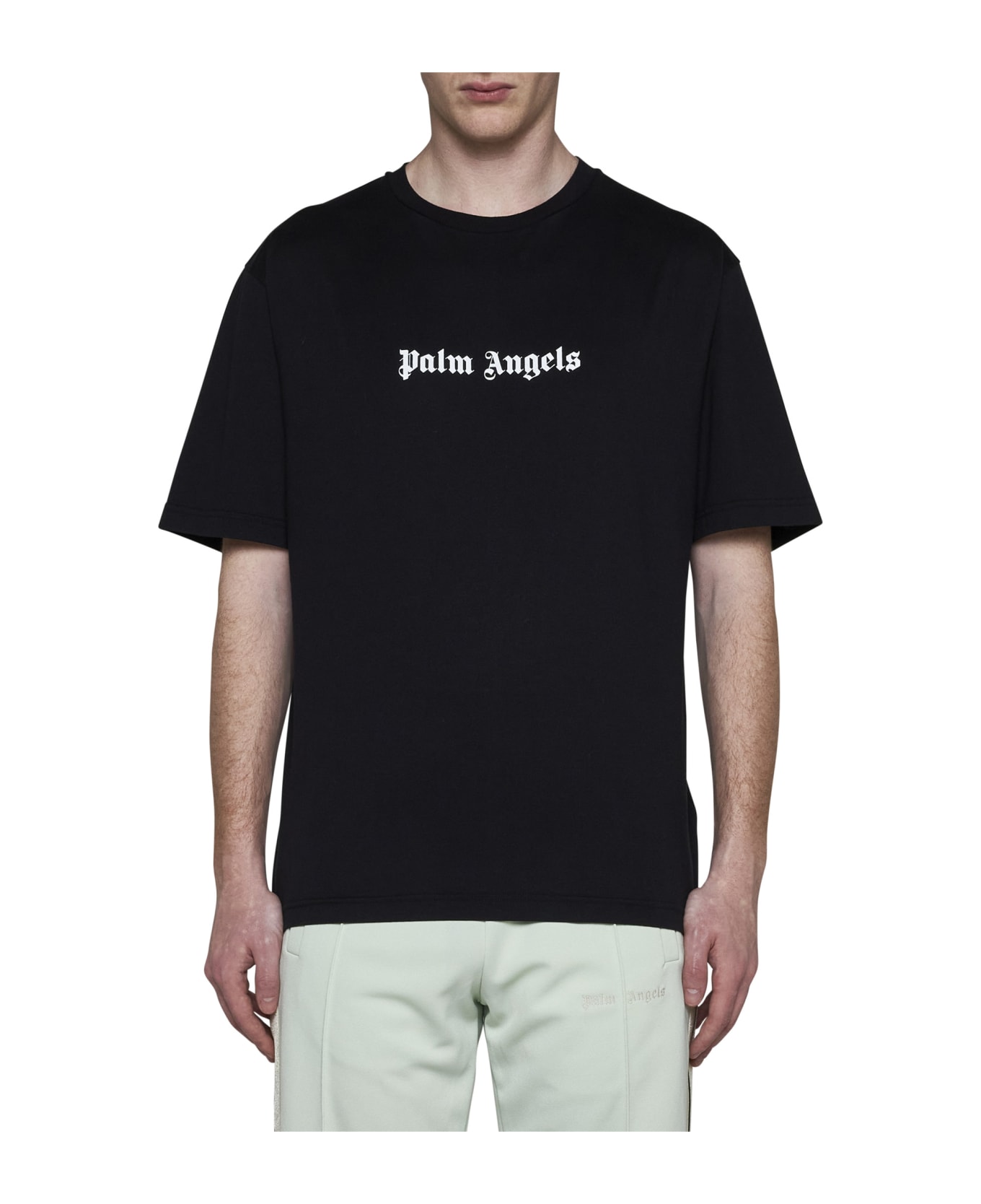 Palm Angels Black T-shirt With Front Logo - Black シャツ
