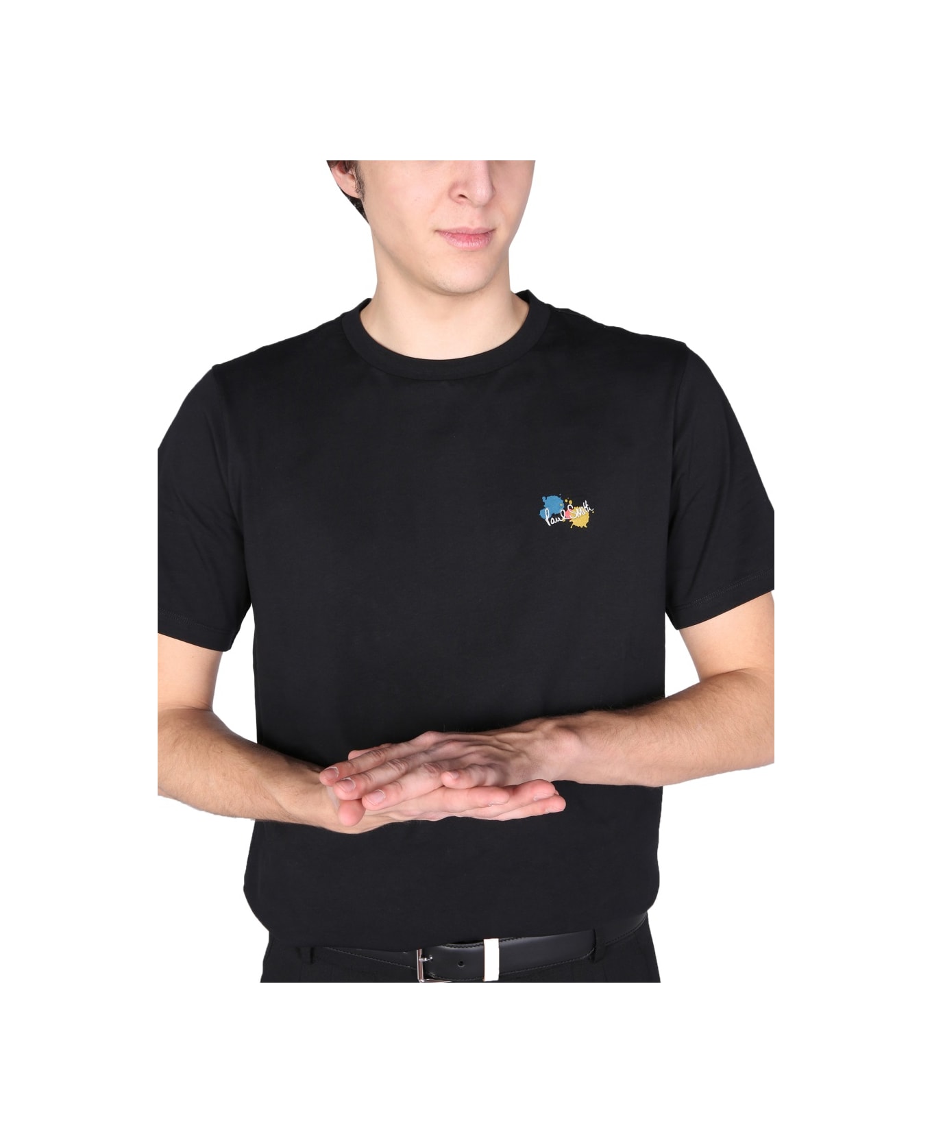 Paul Smith T-shirt With Logo Embroidery - BLACK