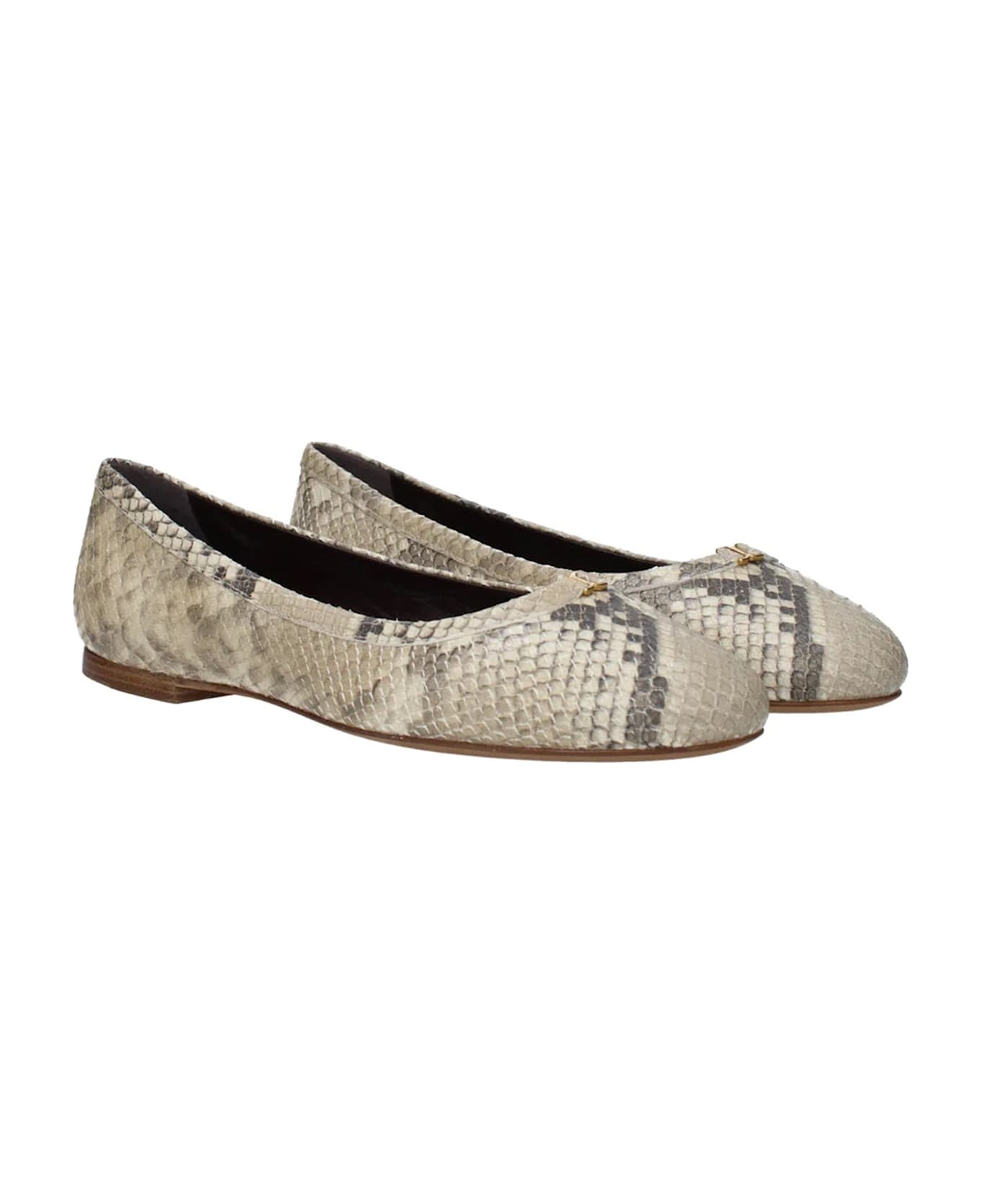 Chloé Chloè Python Marcie Ballerina Flat - Beige