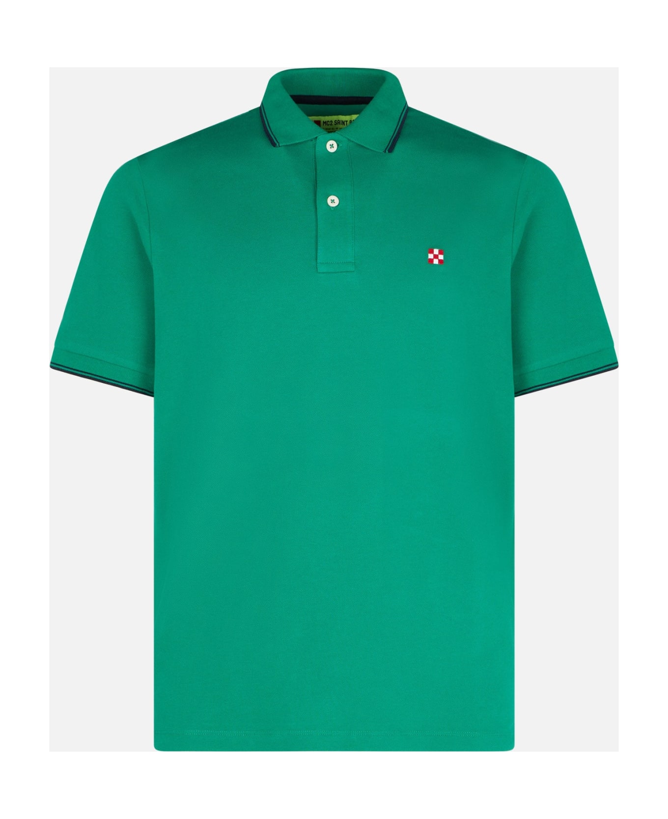 MC2 Saint Barth Green Polo With St. Barth Check Logo - GREEN