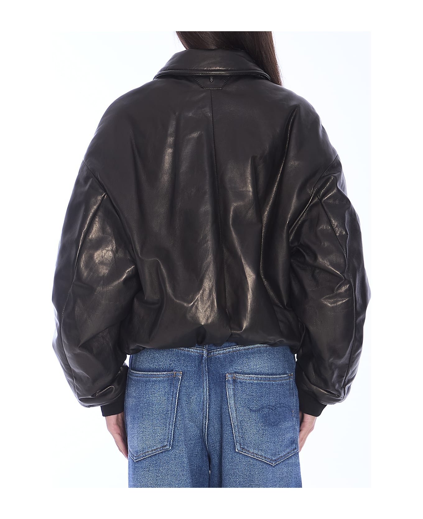 Salvatore Santoro Leather Bomber Jacket - BLACK