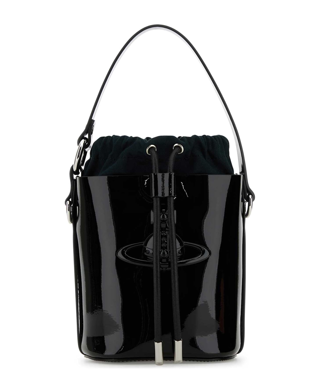 Vivienne Westwood Black Leather Daisy Bucket Bag - BLACKENAMELORB