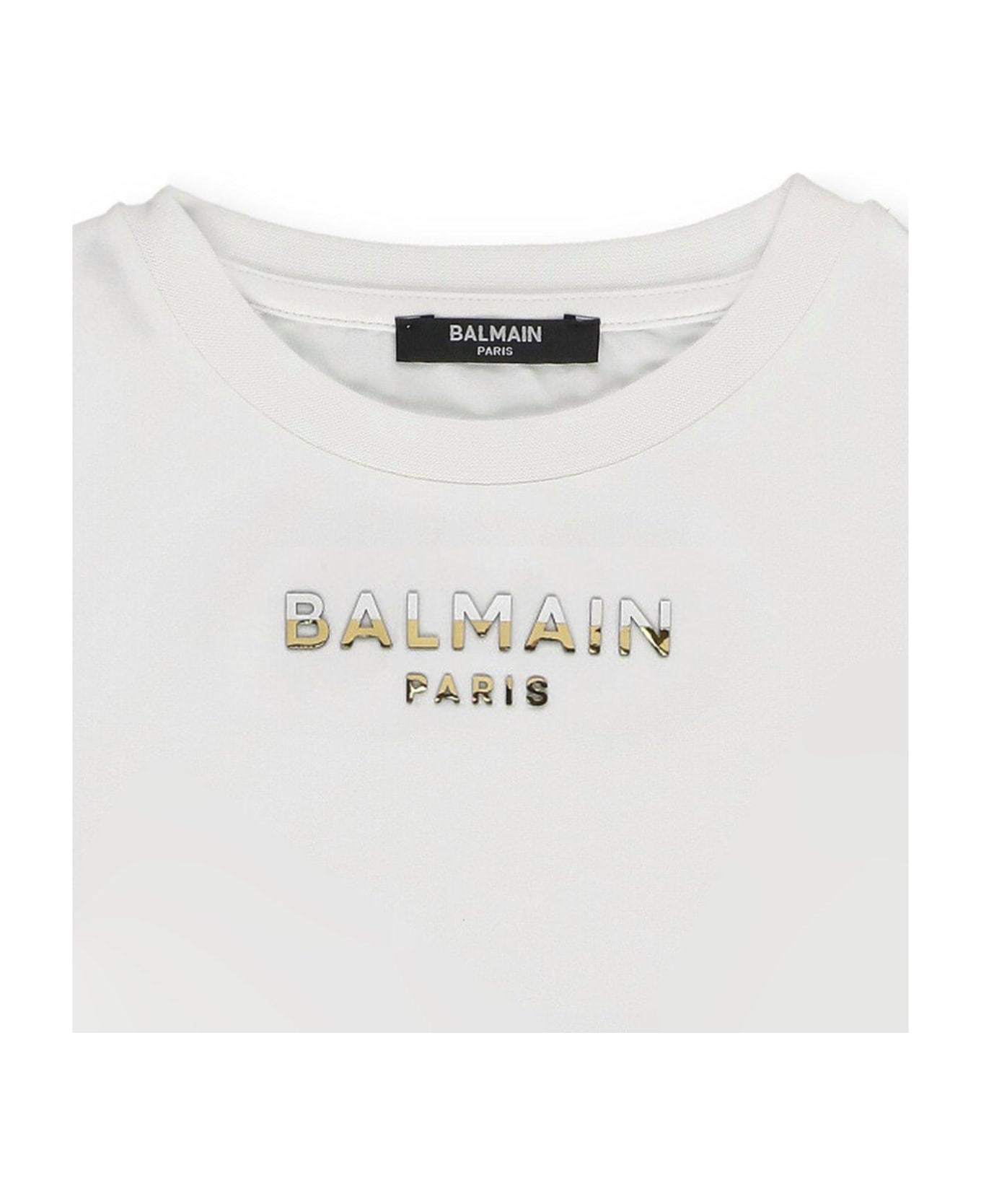 Balmain Logo Lettering Crewneck T-shirt - White