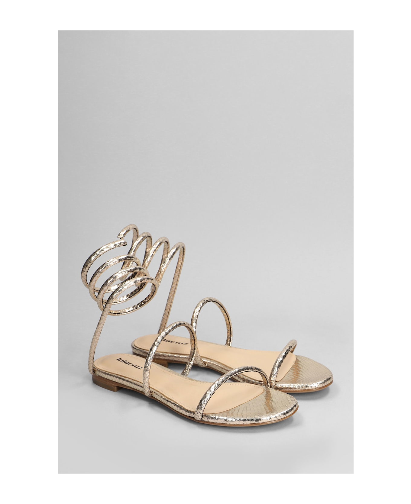 Lola Cruz Greta Flat Flats In Gold Leather - gold