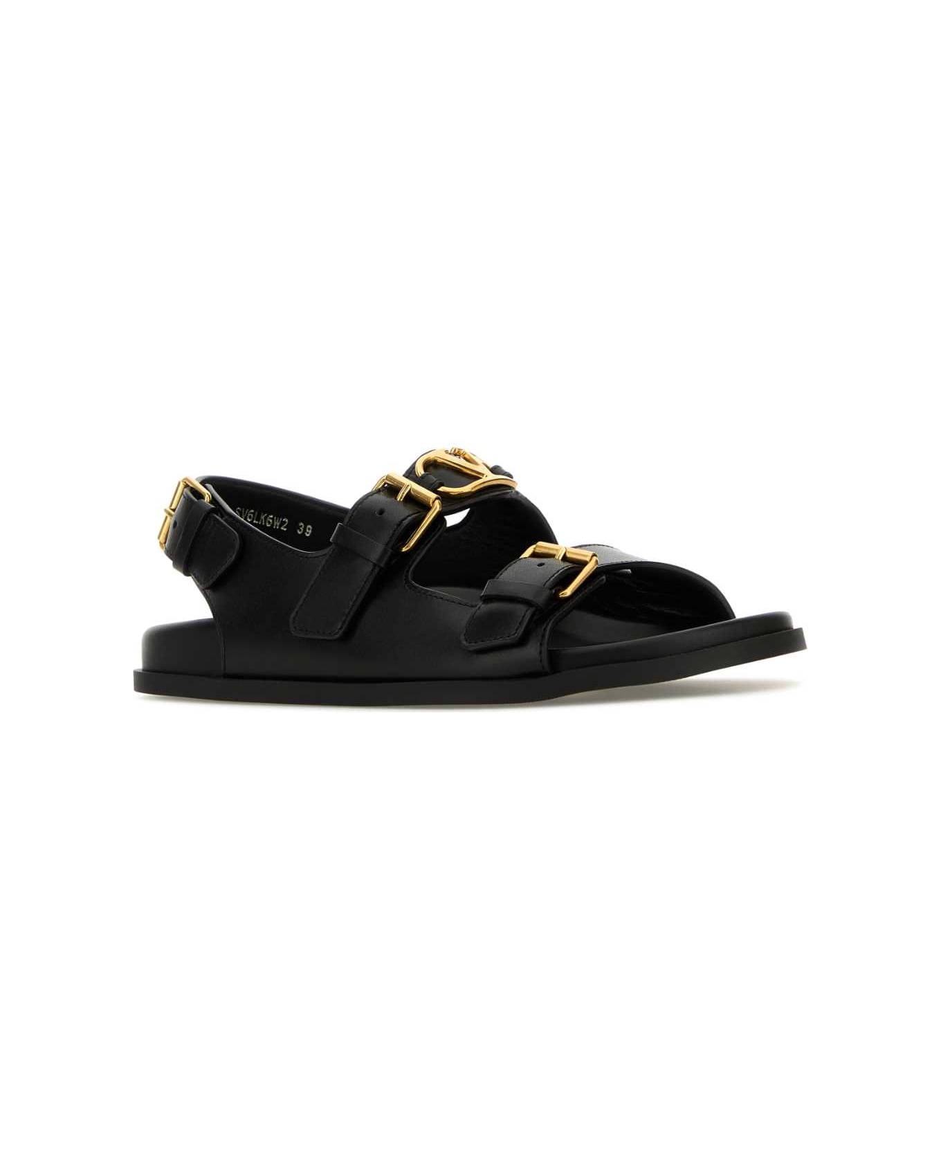 Valentino Garavani Black Leather Sandals - NERO