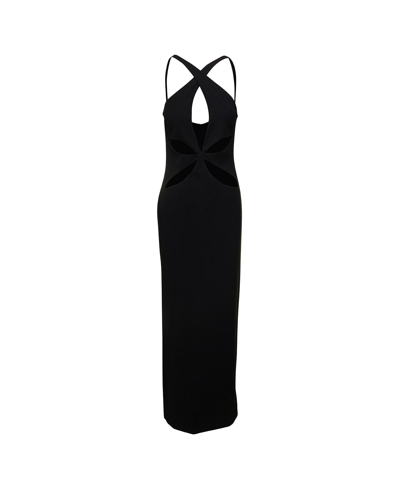 Monot Black Halterneck Petal Cutout Dress In Polyester Woman - Nero