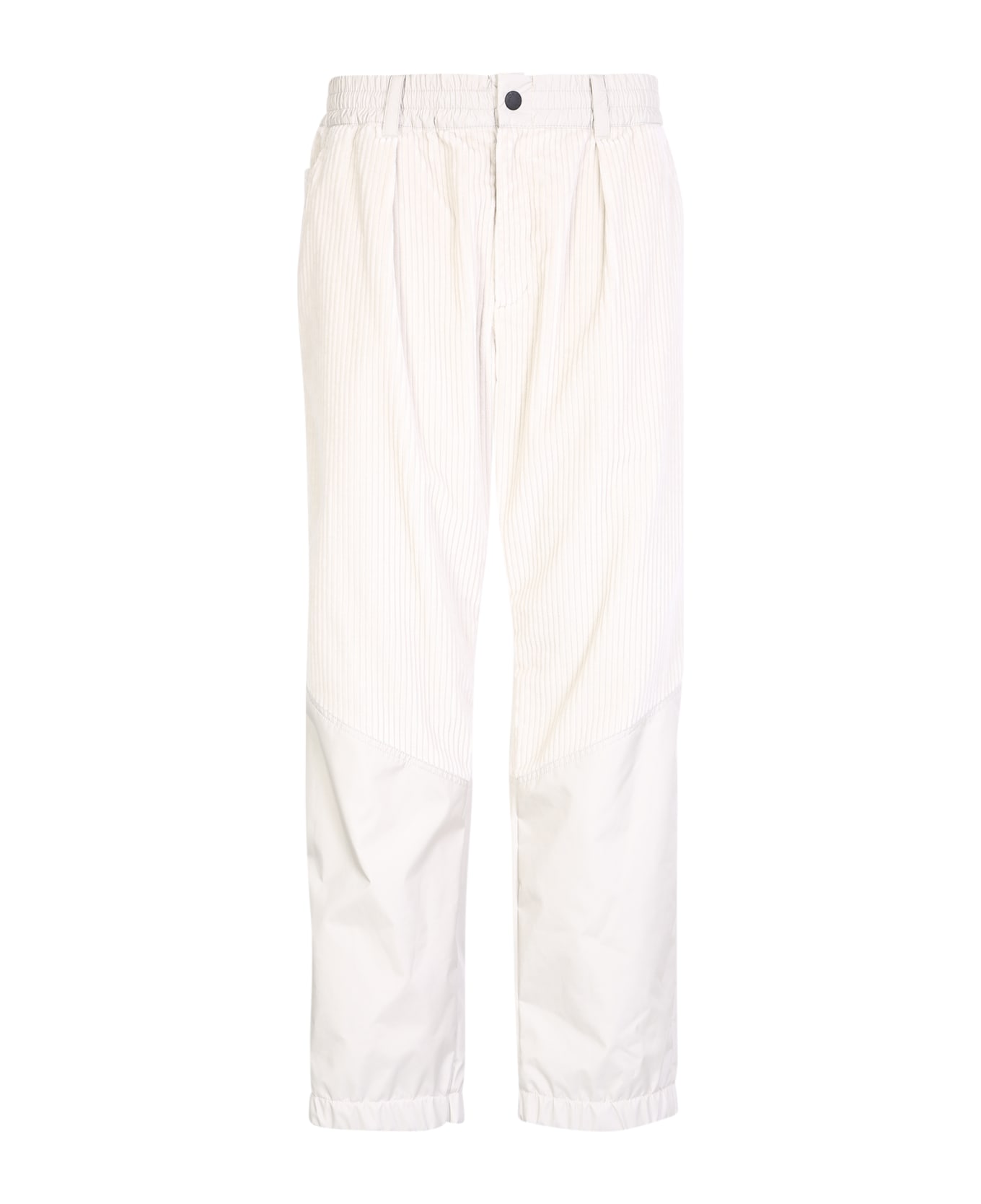 Moncler Grenoble Cream Cotton Blend Trousers - White ボトムス