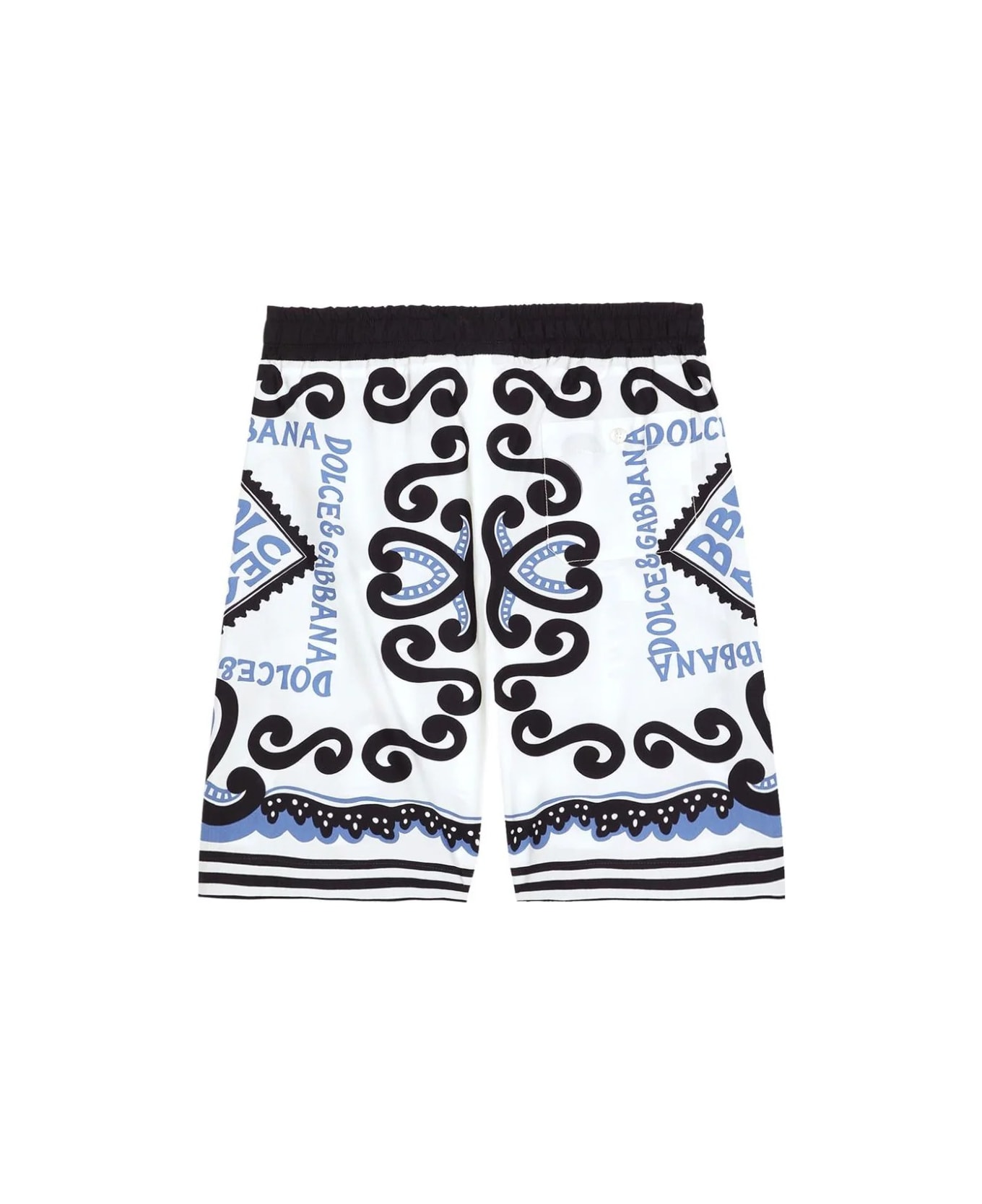 Dolce & Gabbana Bermuda Shorts With Marina Print - Blue