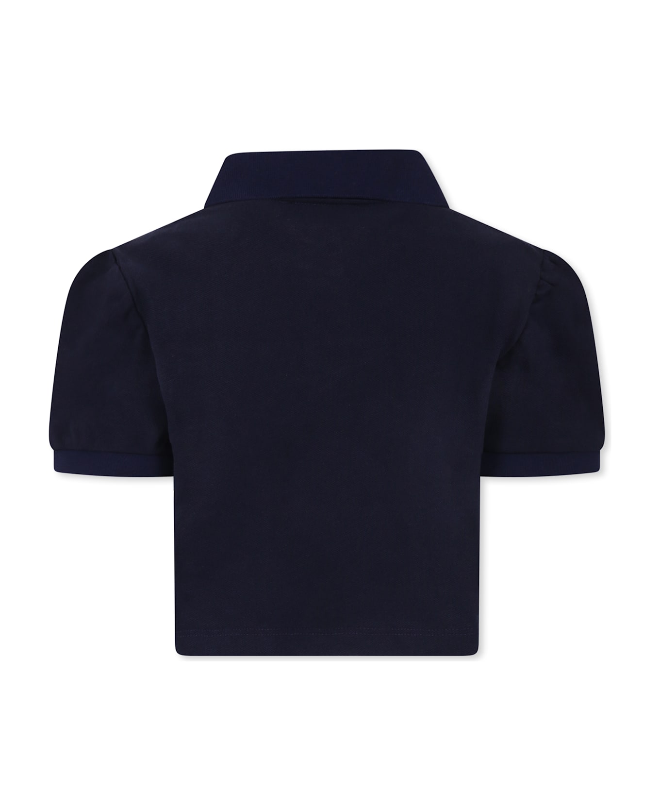 MSGM Blue Polo Shirt For Girl With Logo - Blue