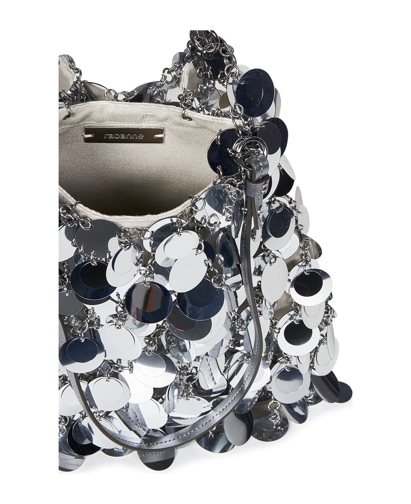 Paco Rabanne Rabanne Silver Sparkle Discs Large Shoulder Bag - Silver
