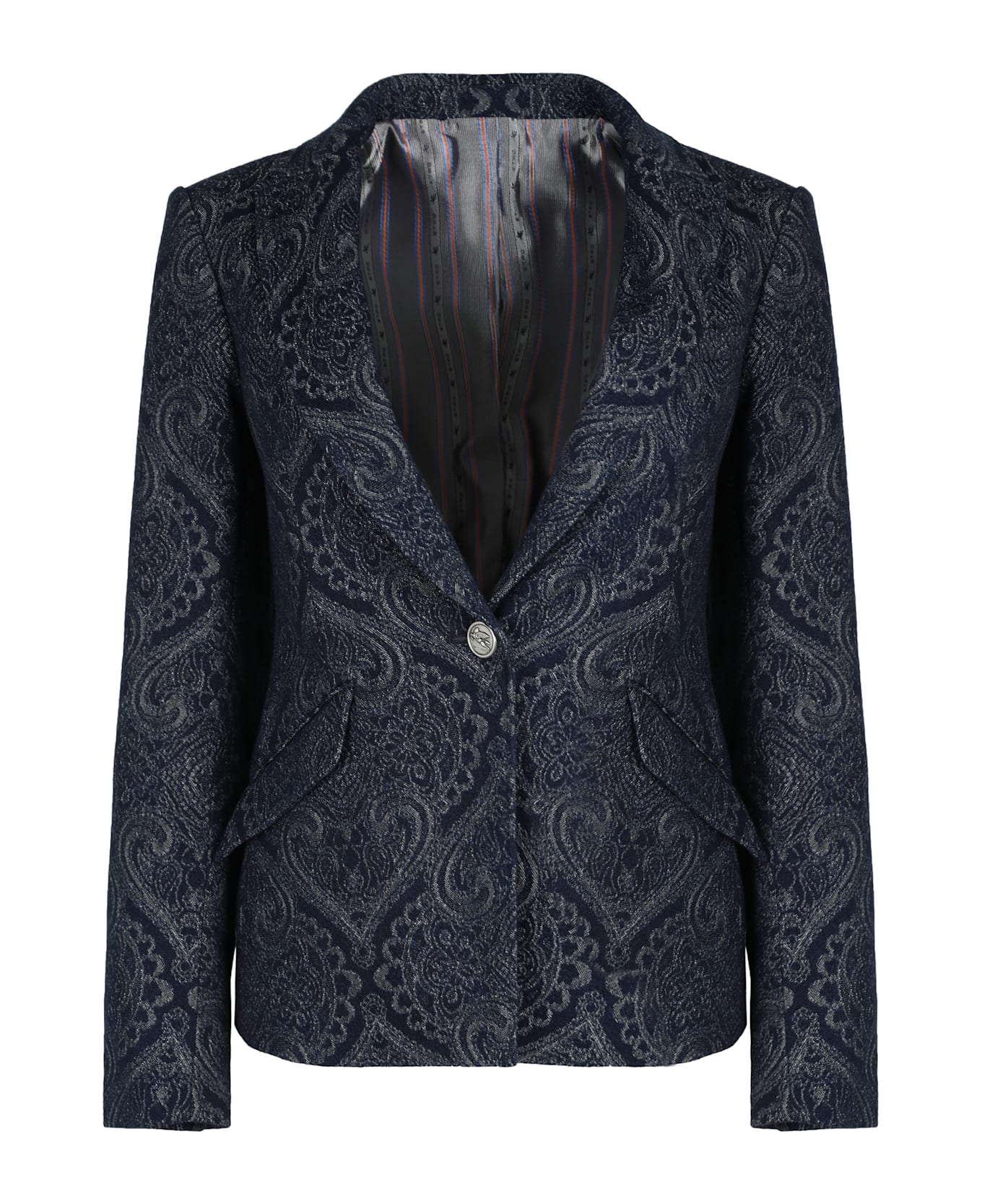 Etro Denim Jacquard Jacket - blue