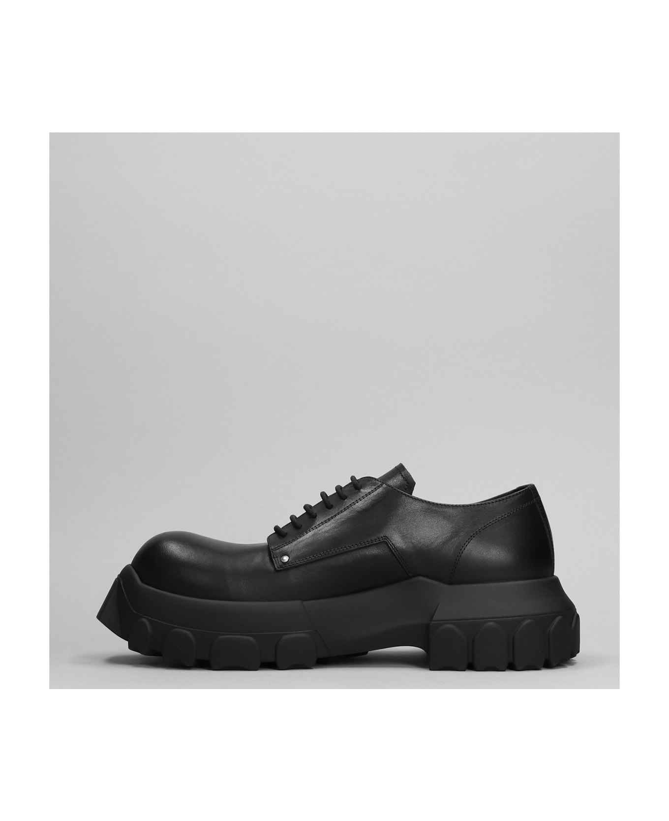 Rick Owens Lace Up Bozo Tractor Lace Up Shoes In Black Leather - black