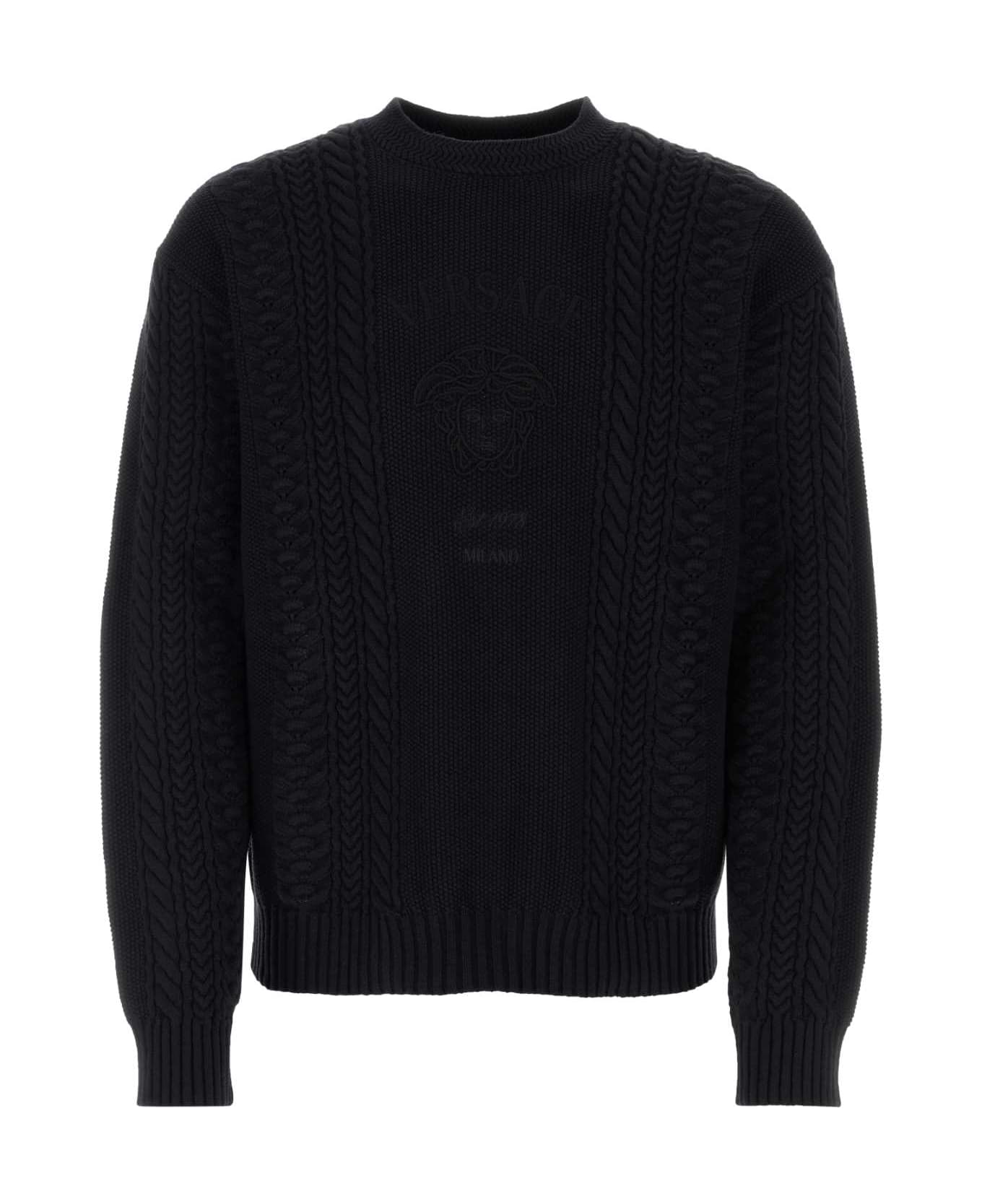 Versace Black Cotton Blend Sweater - BLACK