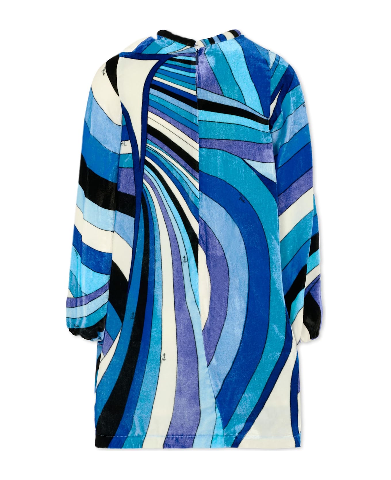 Pucci Blue Dress For Girl With Marble Print - Blue