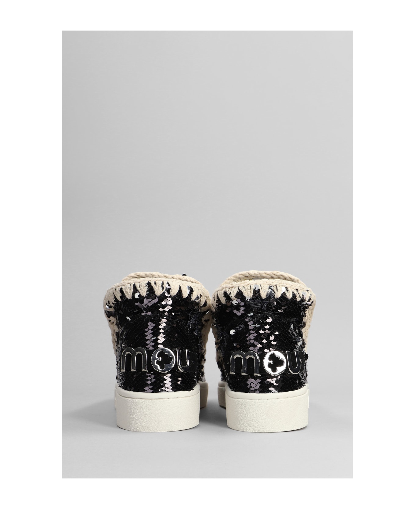Mou Eskimo Sneaker Low Heels Ankle Boots In Black Synthetic Fibers - black