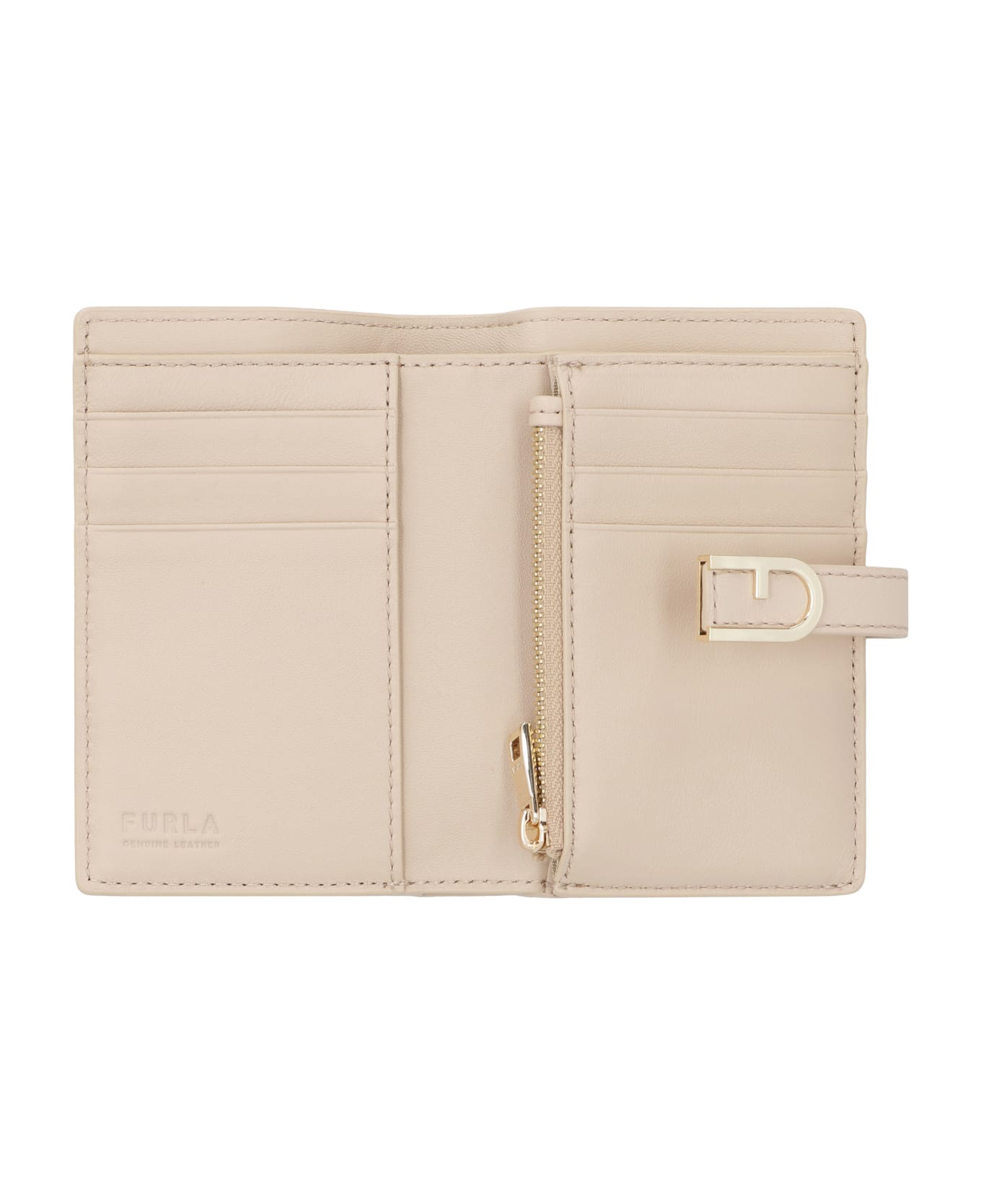 Furla Flow Leather Wallet - Beige