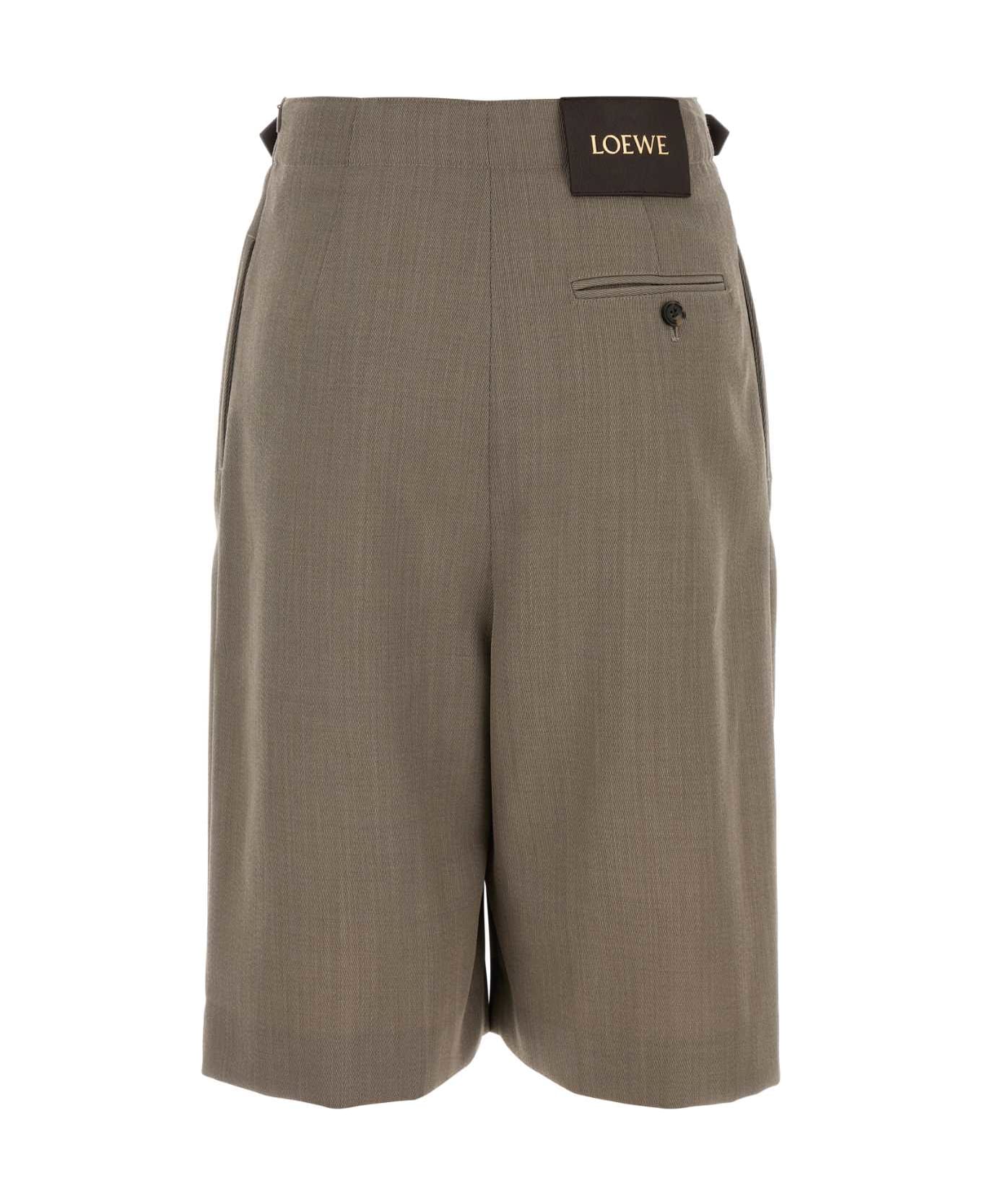 Loewe Cappuccino Wool Bermuda Shorts - BEIGE MELANGE